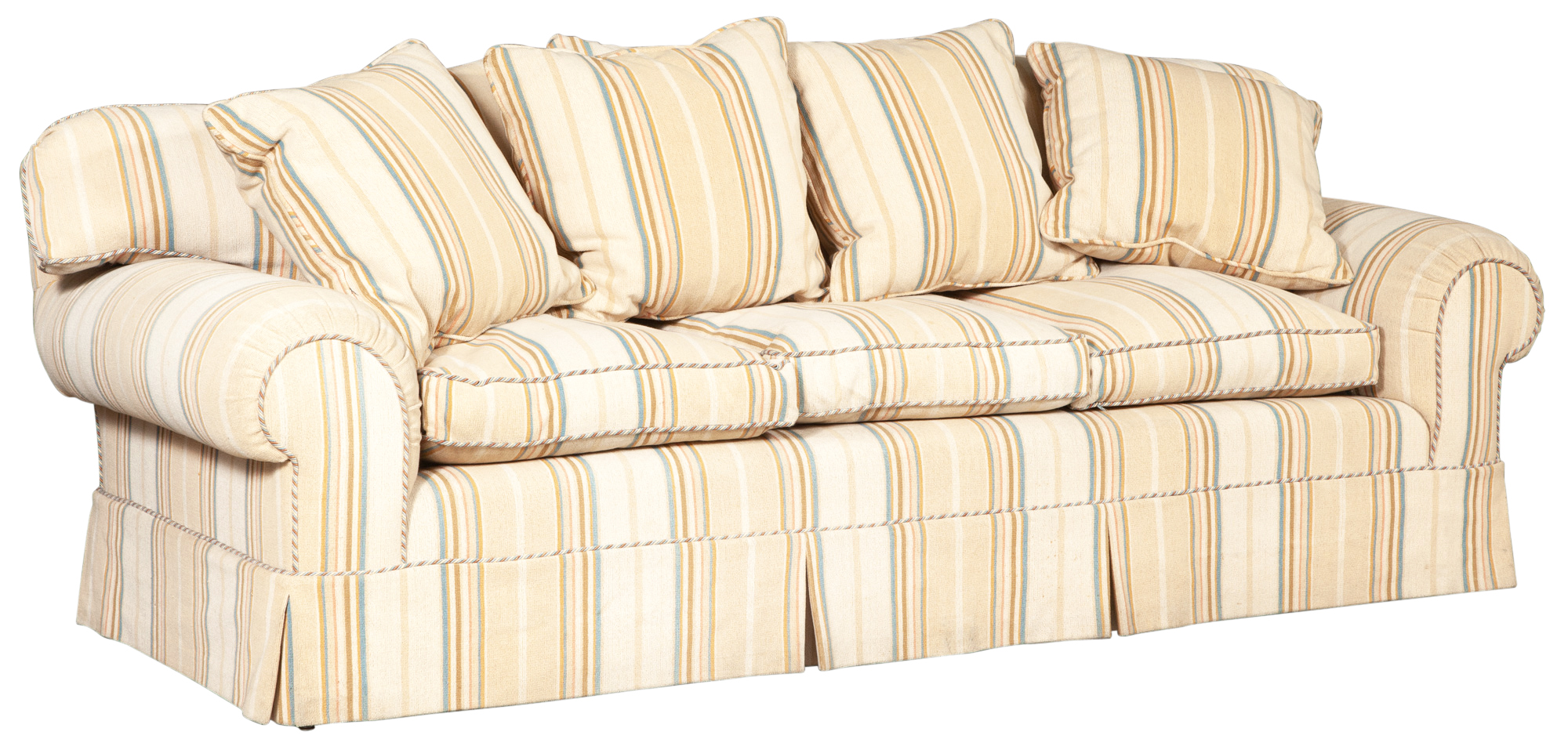 Lot image - Upholstered Three-Cushion Sofa