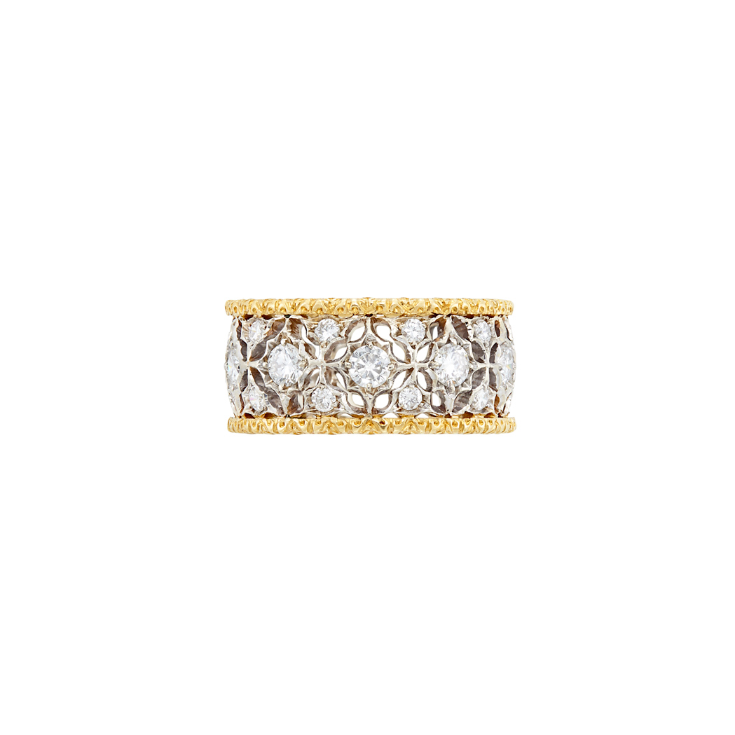 Lot image - Two-Color Gold and Diamond Band Ring, Buccellati