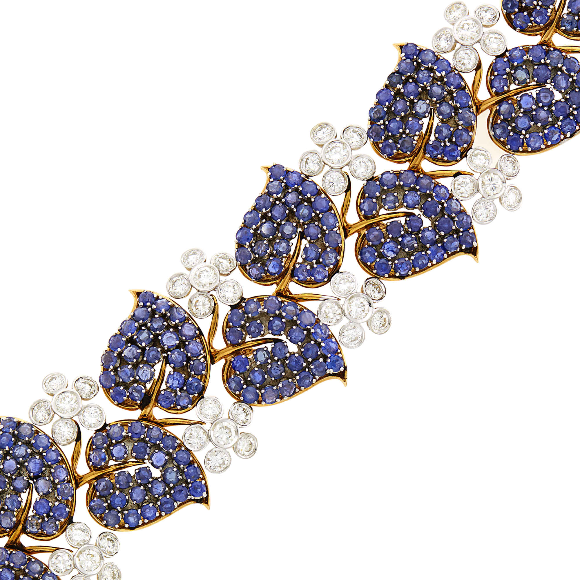 Lot image - Two-Color Gold, Sapphire and Diamond Bracelet