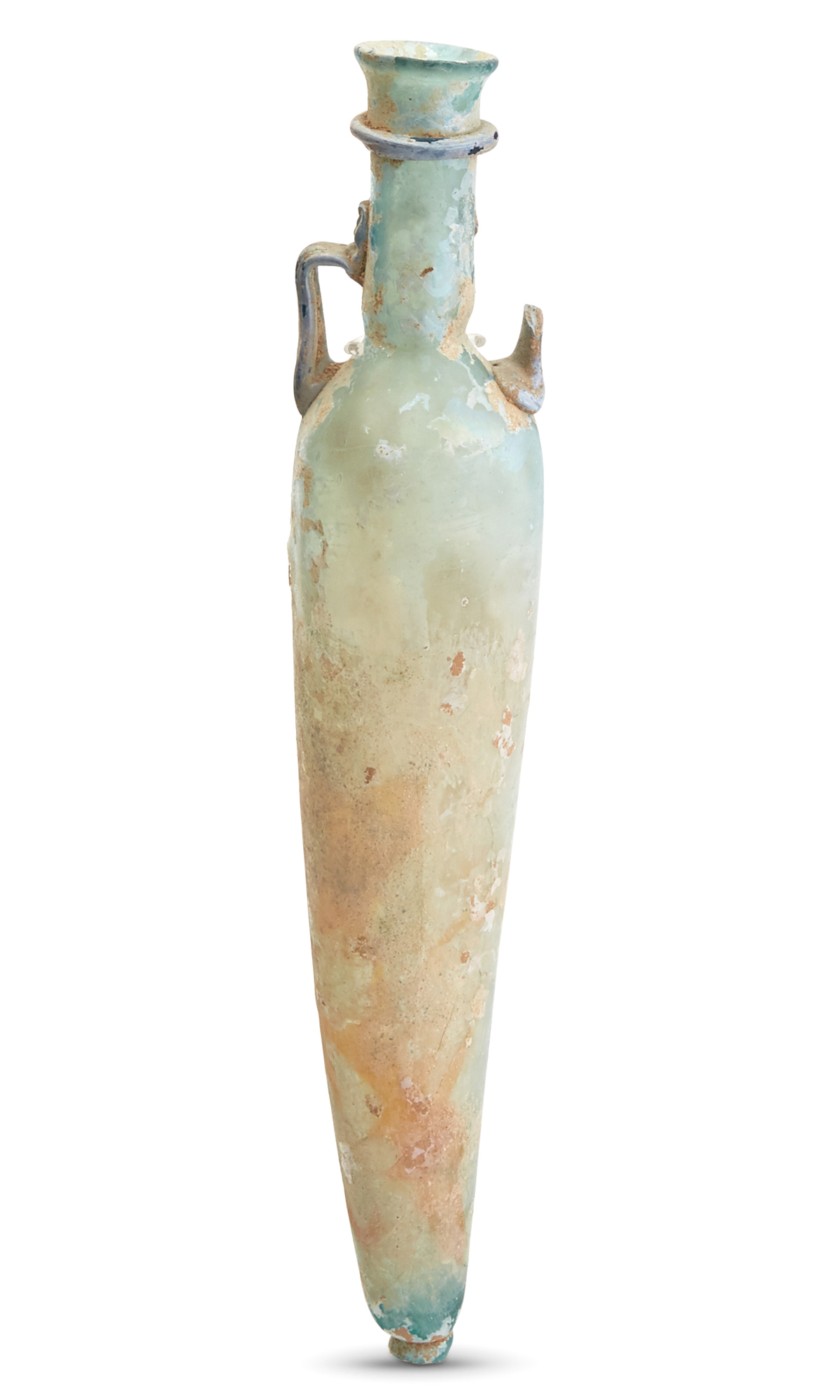 Lot image - Late Roman Blown Green Glass Aphoriskos