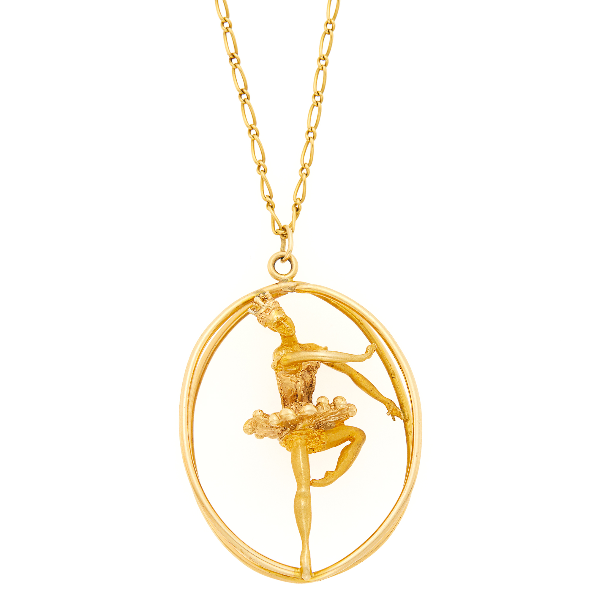 Lot image - Gold Ballerina Pendant with Long Chain Necklace