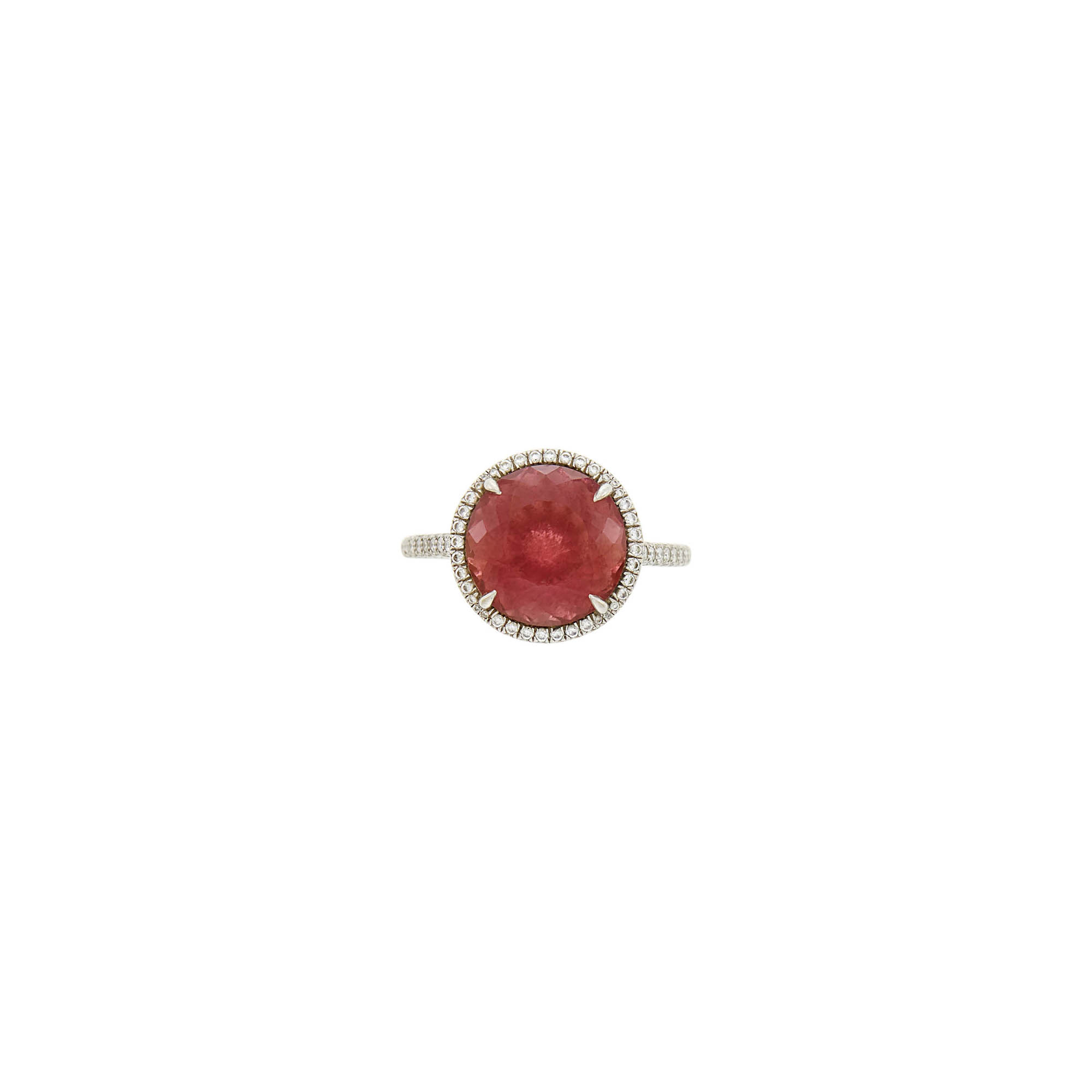 Lot image - Tiffany & Co. Platinum, Pink Tourmaline and Diamond Soleste Ring