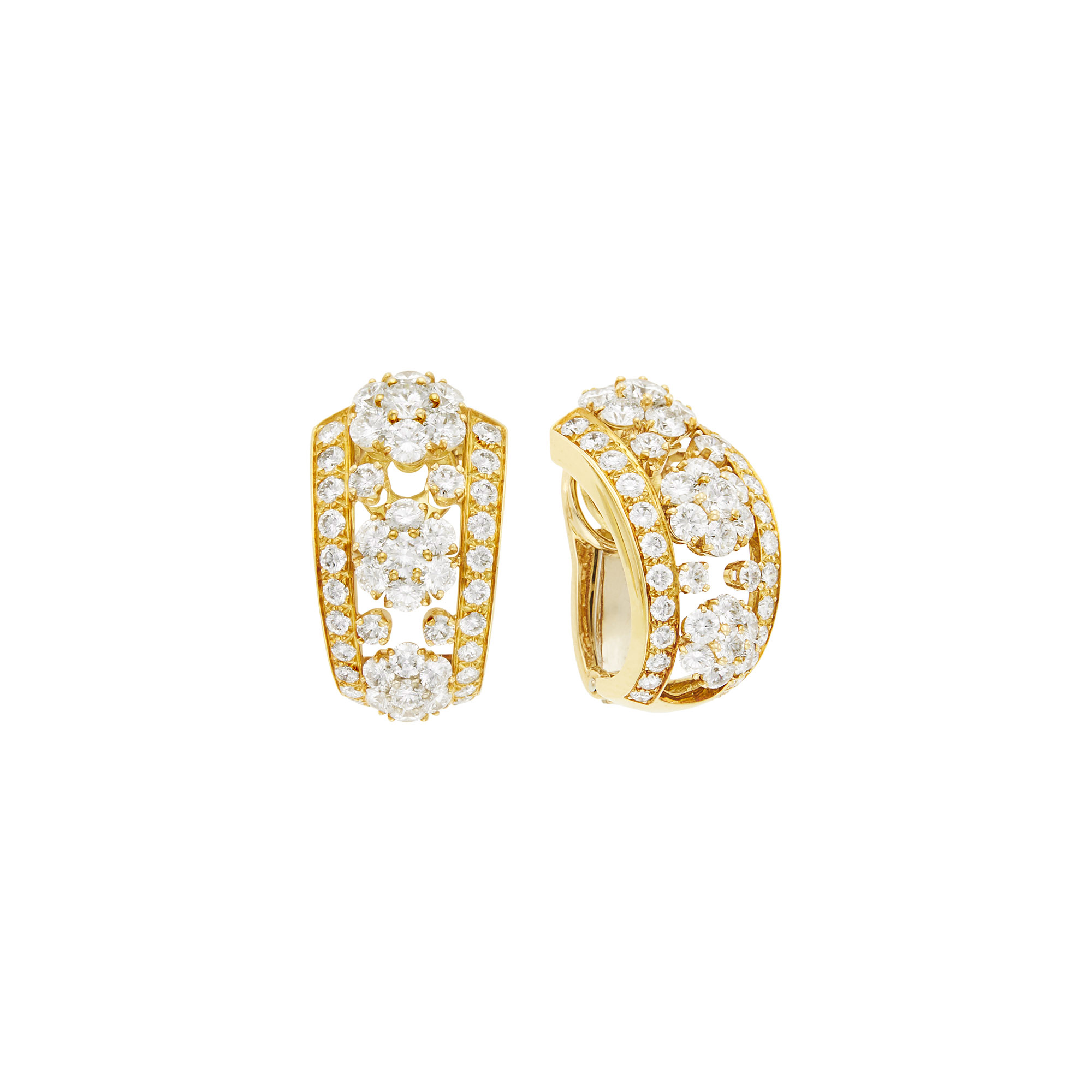 Lot image - Van Cleef & Arpels Pair of Gold and Diamond Snowflake Earclips