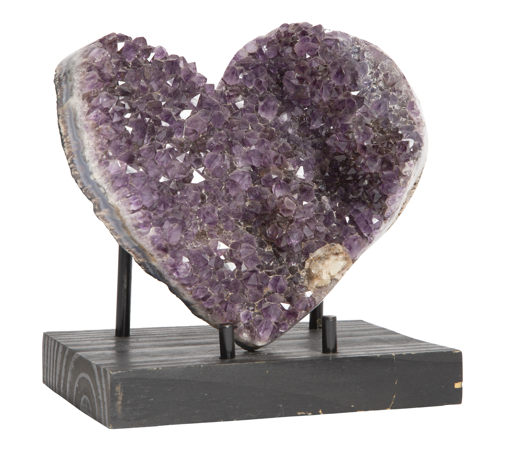 Lot image - Split Amethyst Geode Heart Ornament