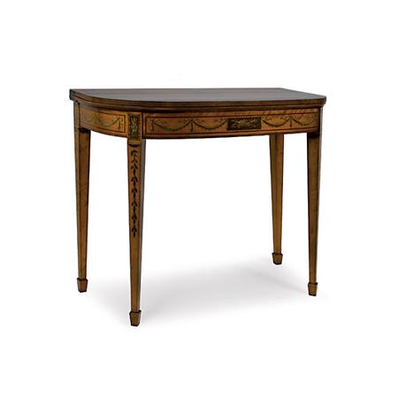 Lot image - Edwardian Style Painted Satinwood Fold-Over Card Table