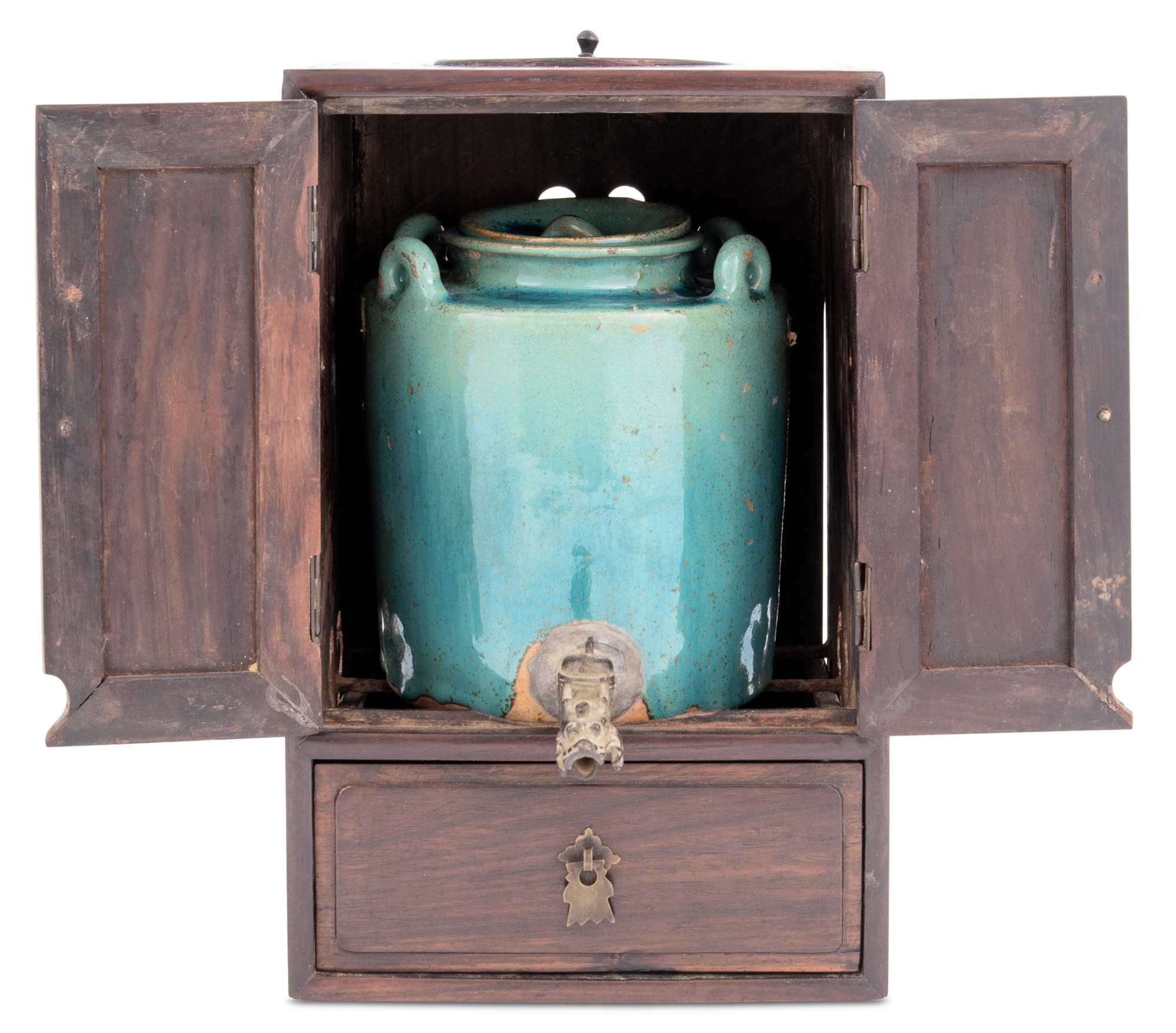 Lot image - A Chinese Hot Water Pot and Hardwood Cabinet