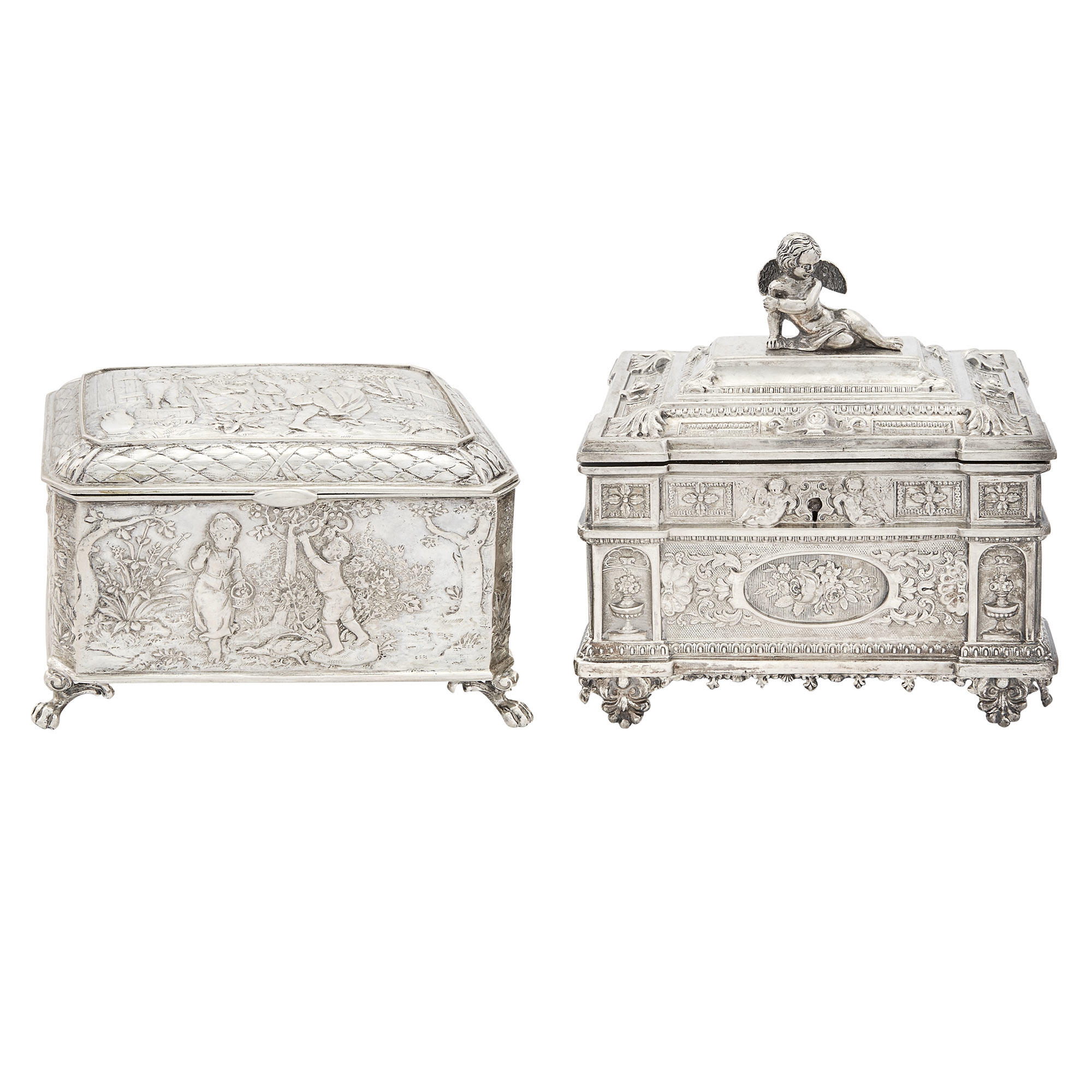 Lot image - Two Continental Silver Caskets