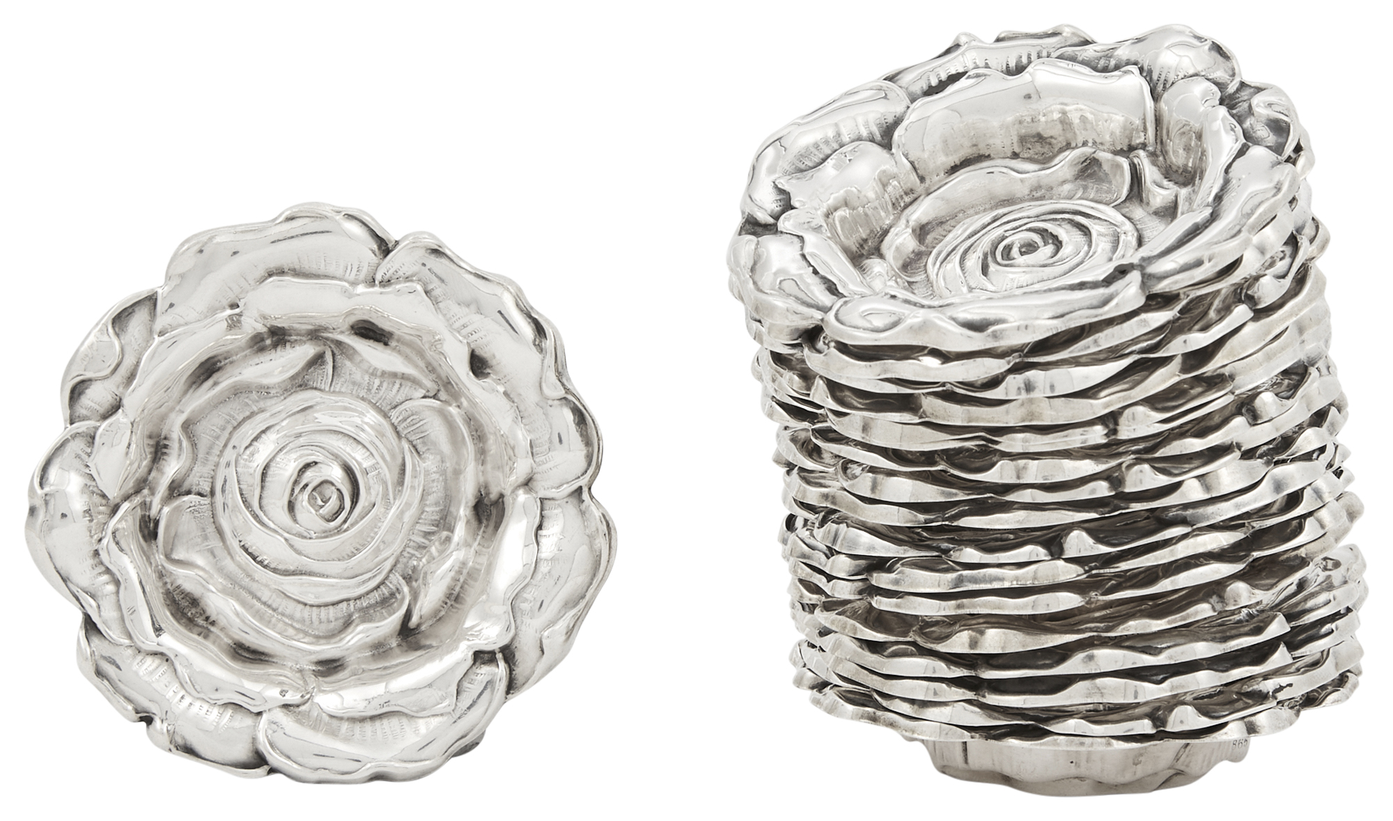 Lot image - Set of Eighteen Gorham Sterling Silver Floriform Nut Dishes