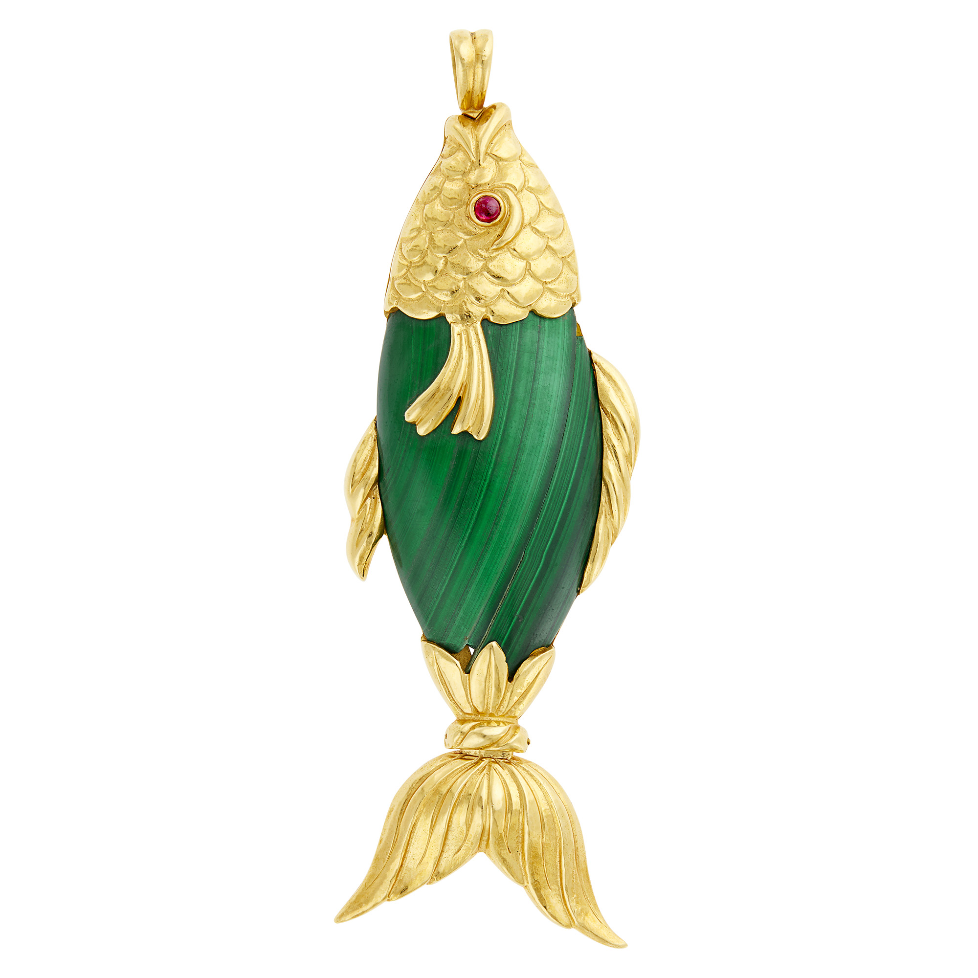 Lot image - Van Cleef & Arpels Gold and Malachite Fish Pendant
