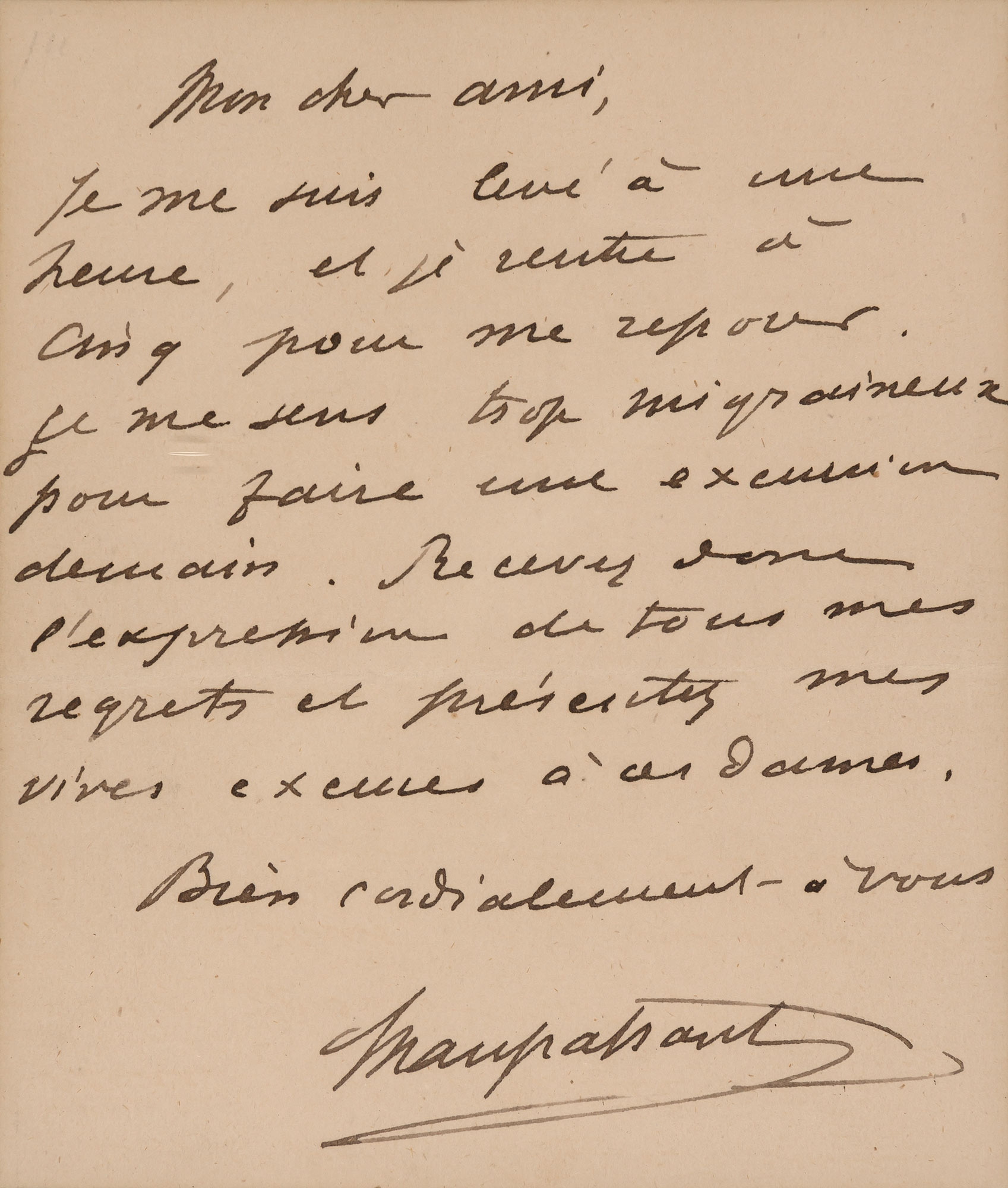 Lot image - MAUPASSANT, GUY DE  Autograph letter signed.