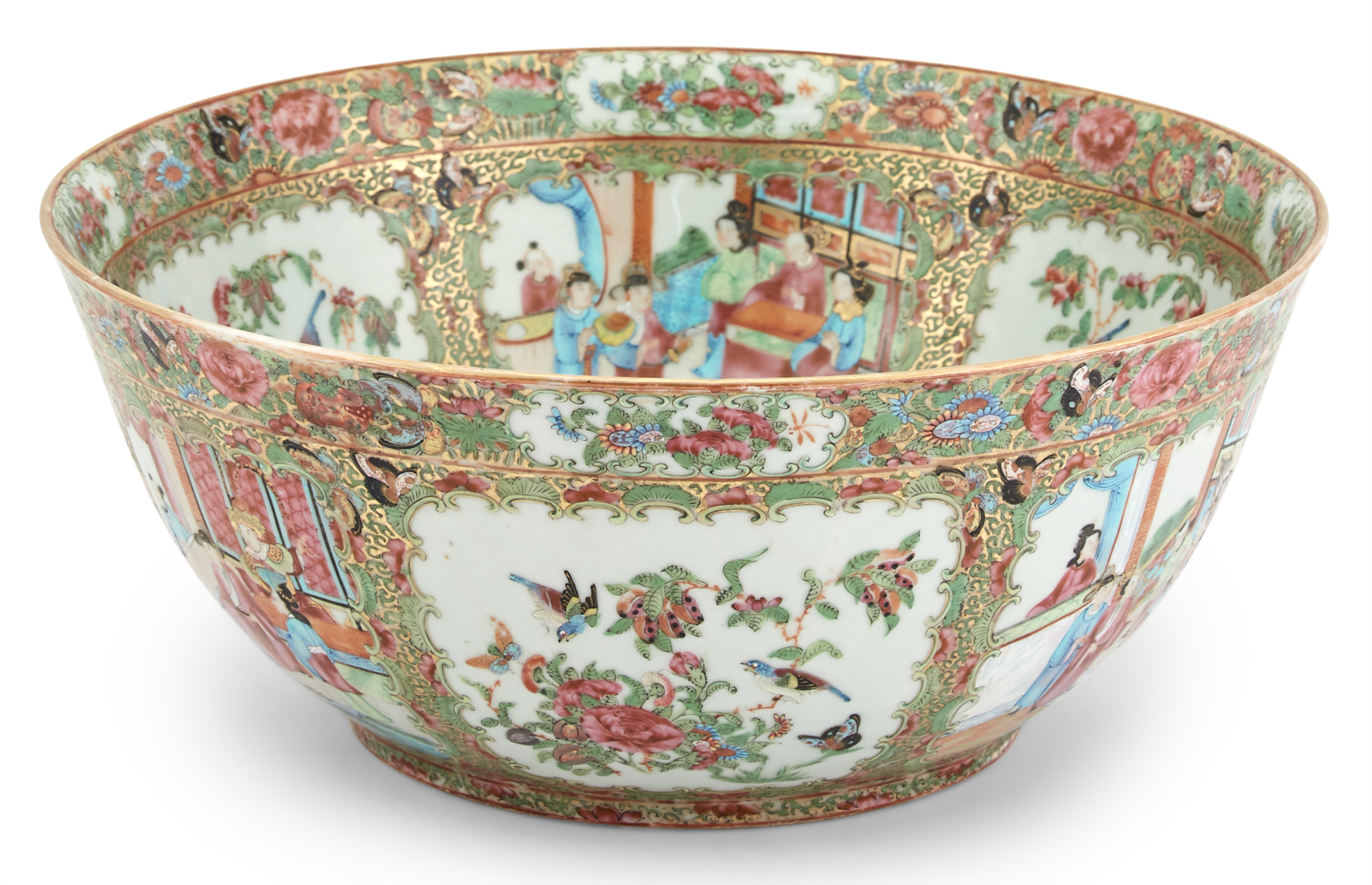 Lot image - A Large Chinese Rose Medallion Porcelain Punch Bowl