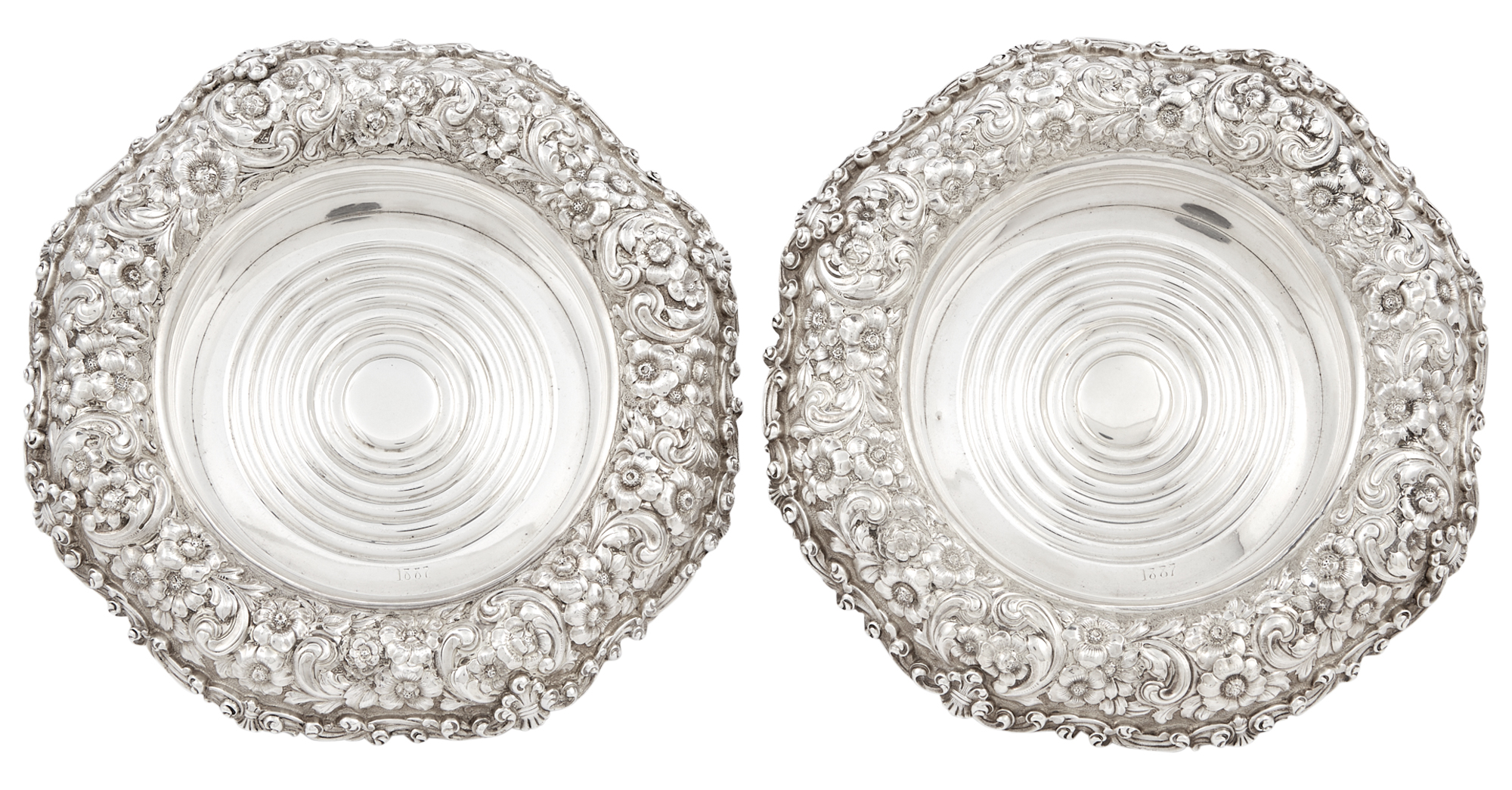 Lot image - Pair of Dominick & Haff Sterling Silver Bottle Coasters