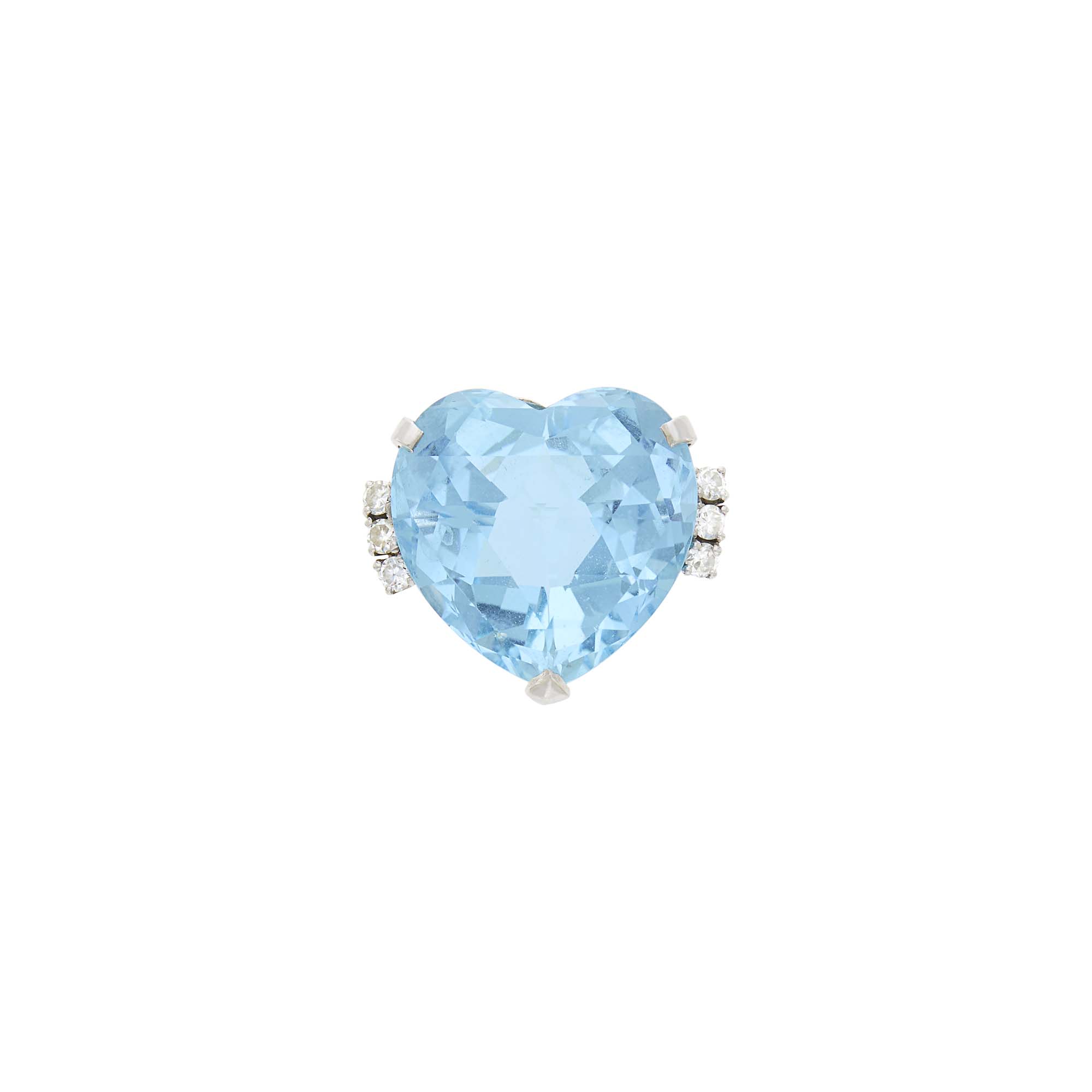 Lot image - Platinum, Aquamarine and Diamond Ring