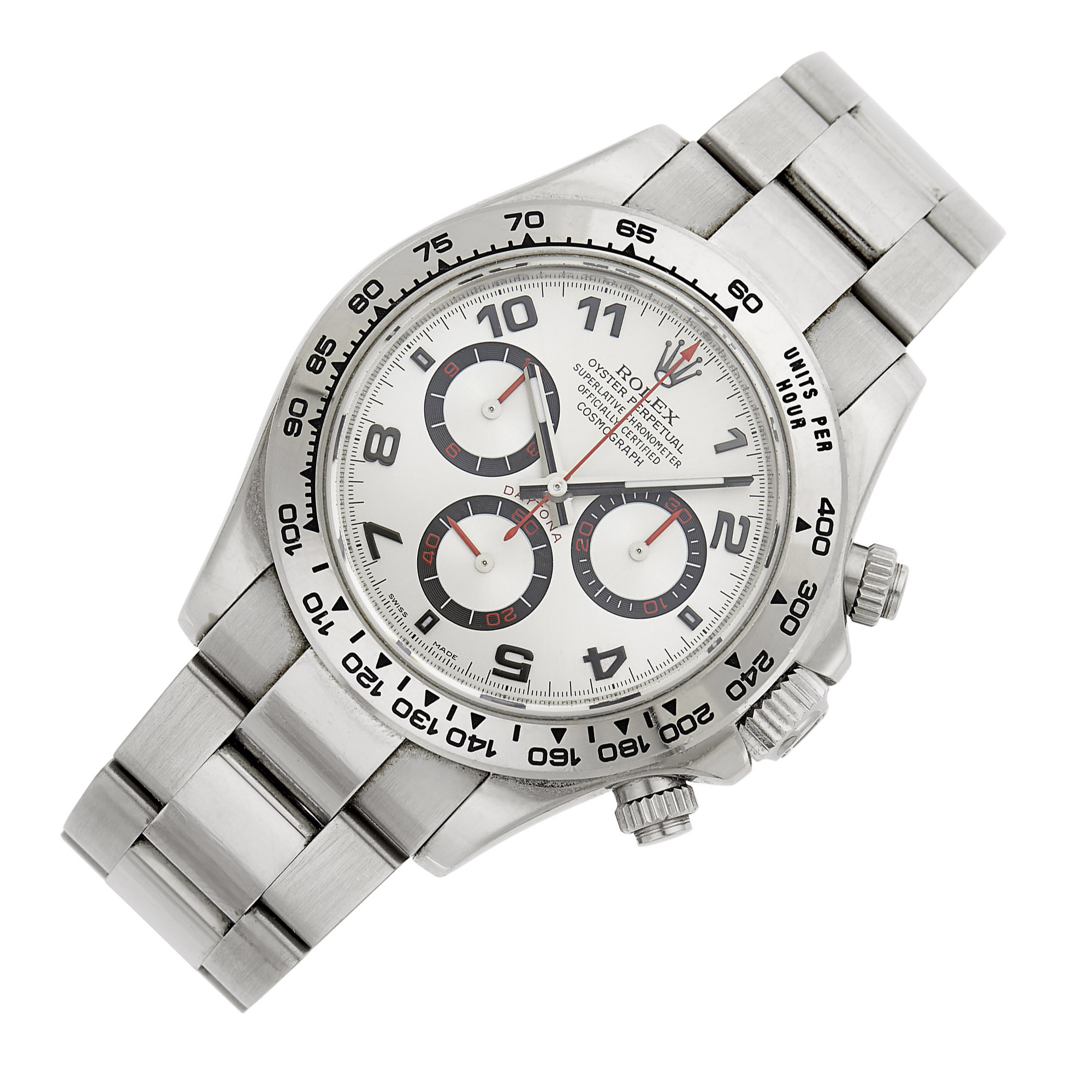Lot image - Rolex Gentlemans White Gold Daytona Cosmograph Chronograph Wristwatch, Ref. 116509