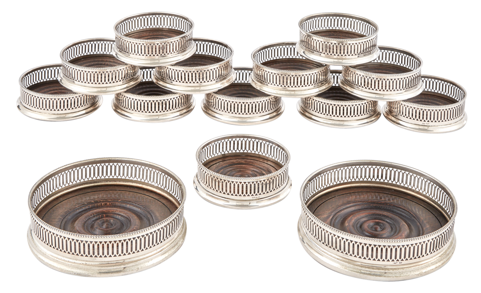 Lot image - Set of Italian Silver Bottle Coasters