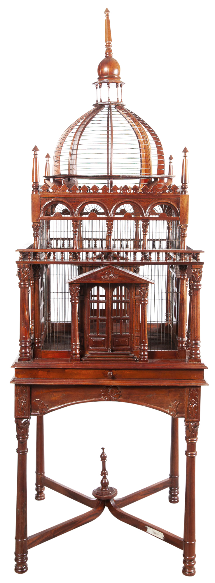 Lot image - Victorian Style Mahogany Birdcage on Stand