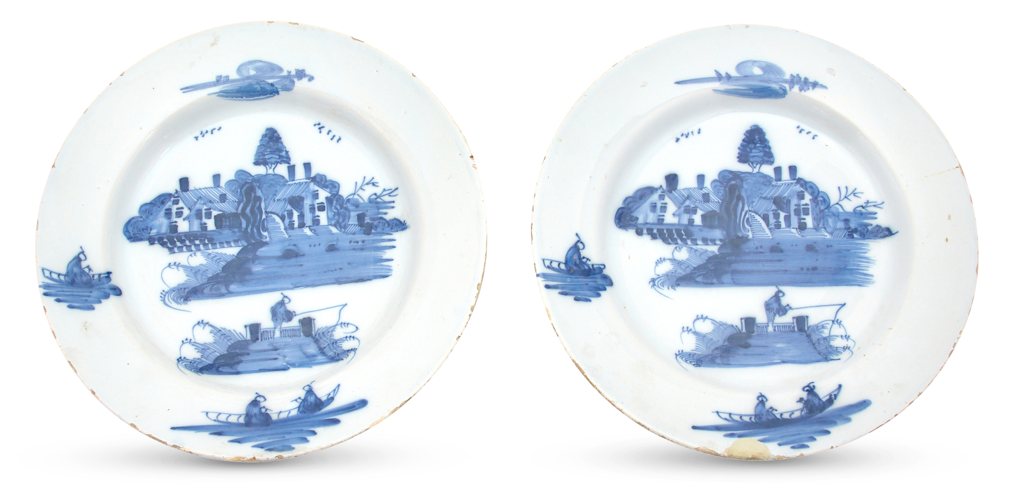 Lot image - Pair of English Delft Blue and White Plates