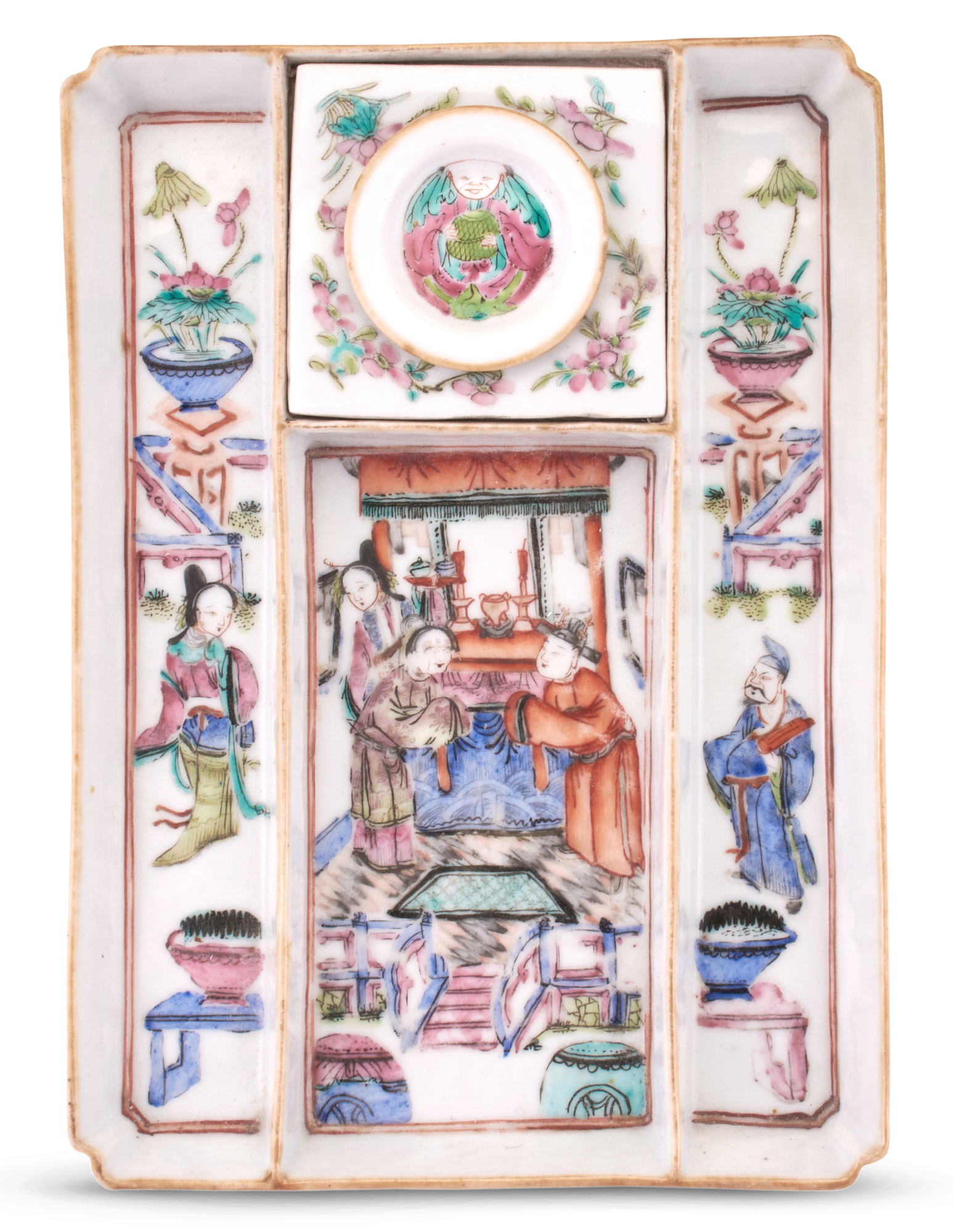 Lot image - A Chinese Enameled Porcelain Writing Tray