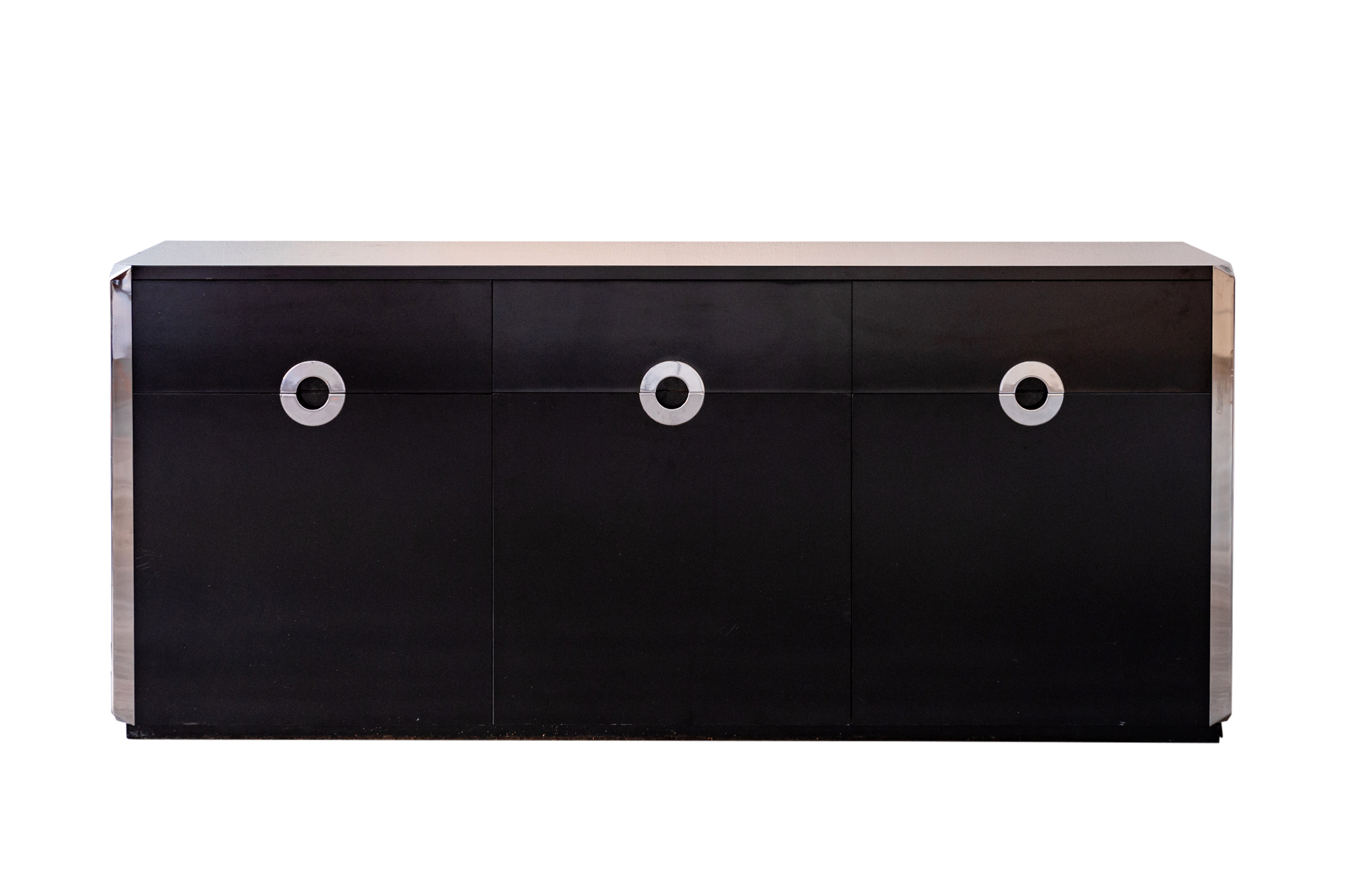 Lot image - Willy Rizzo for Pierre Cardin Black and Chrome Credenza