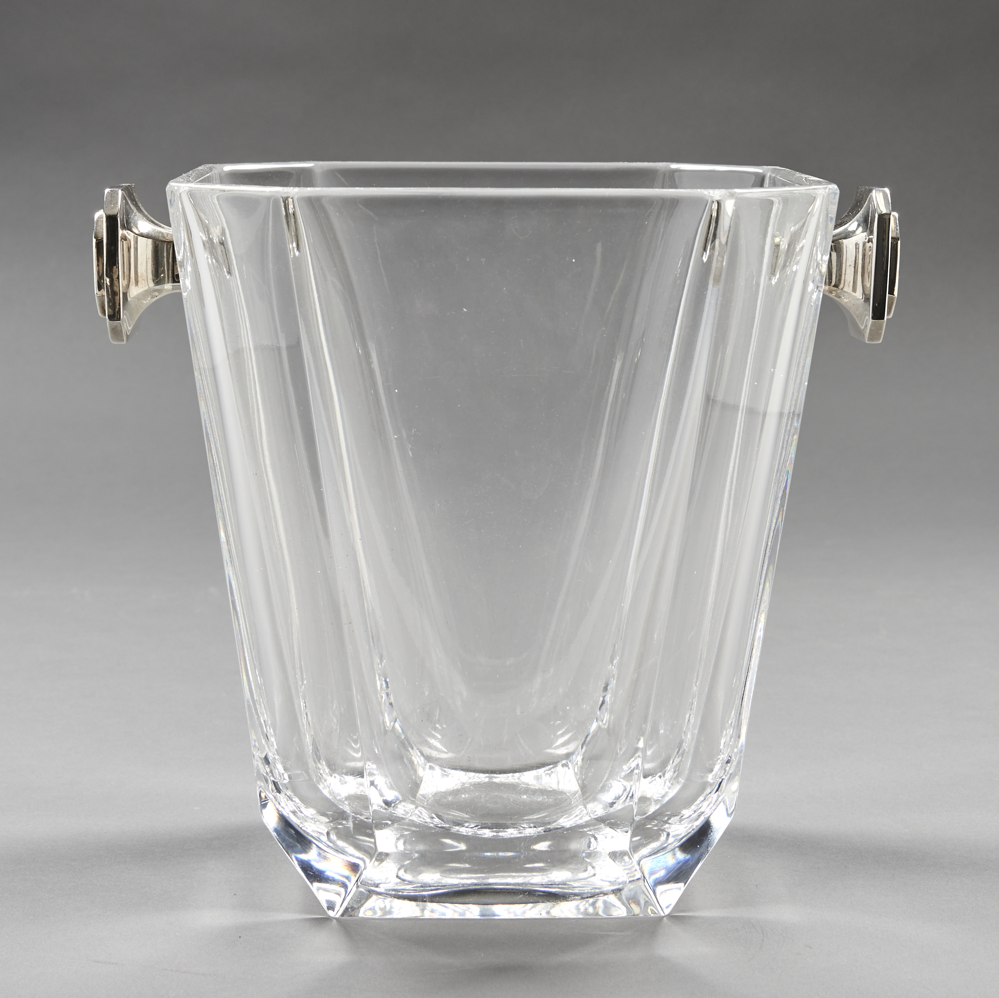 Lot image - Silver Plate Mounted Glass Ice Pail