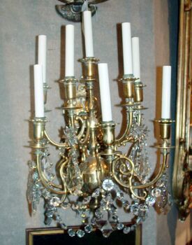 Lot image - Pair of Rococo Style Gilt-Bronze Nine-Light Sconces