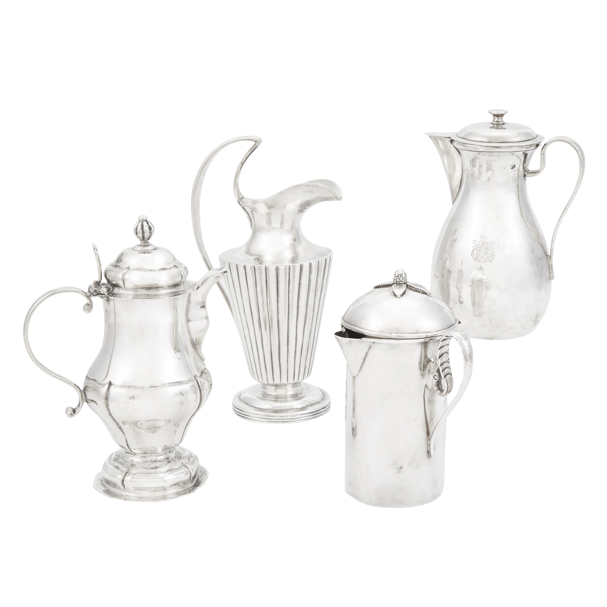 Lot image - Group of Four Continental Cream Jugs
