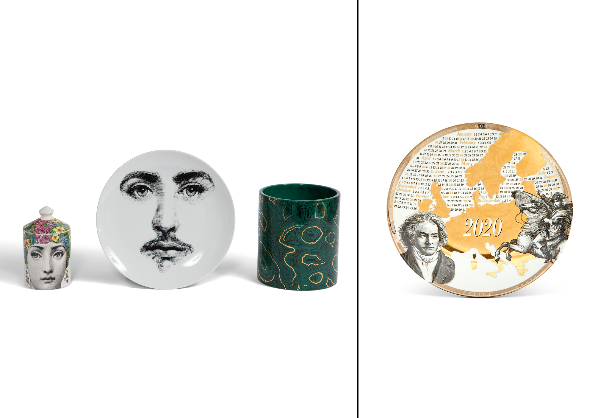 Lot image - Group of Fornasetti Porcelain Table Articles