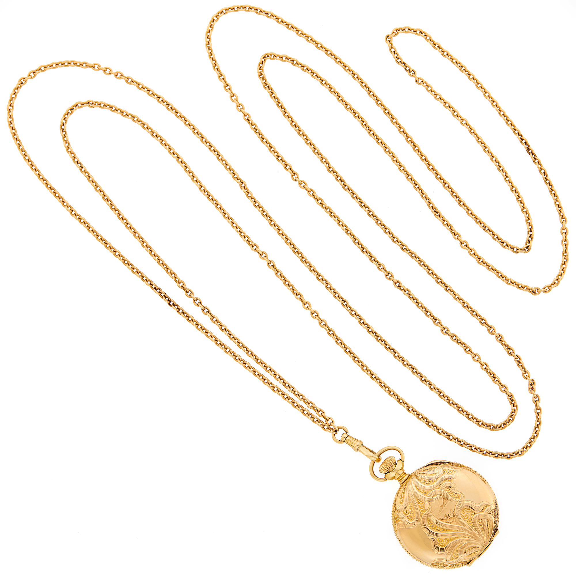 Lot image - Elgin Gold Hunting Case Pocket Watch with Fob Chain