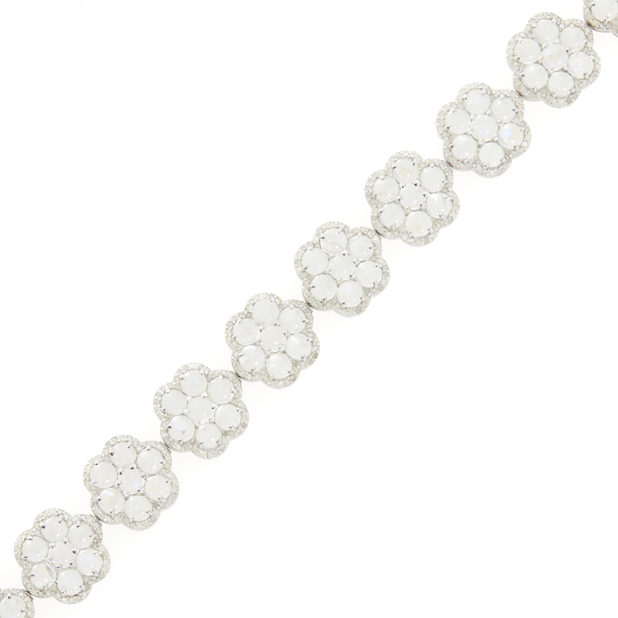 Lot image - Silver, Moonstone and Diamond Bracelet