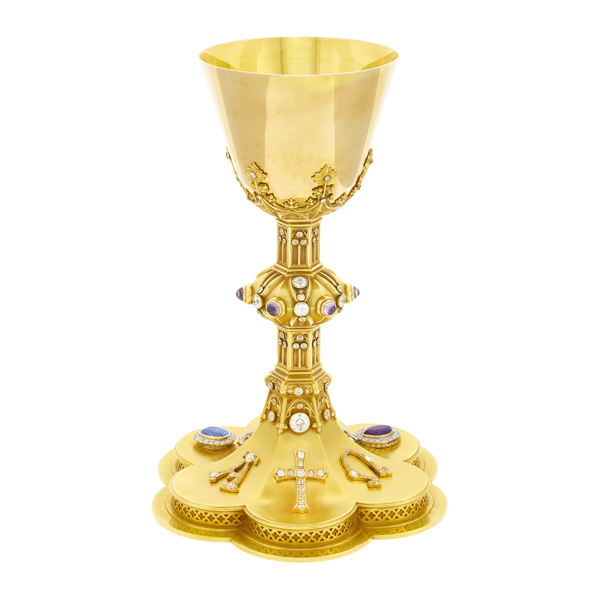 Lot image - Gorham Gold, Platinum, Diamond, Gem-Set and Pearl Gothic Style Chalice