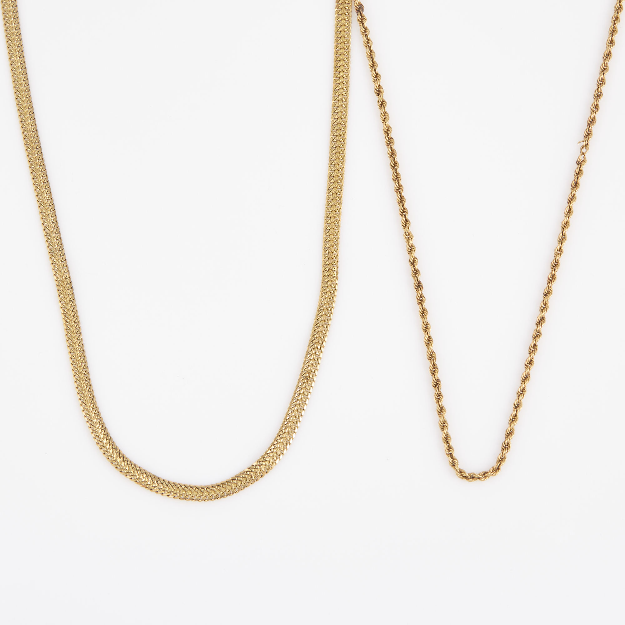 Lot image - Two Gold Neck Chains, 14K 13 dwt., damaged