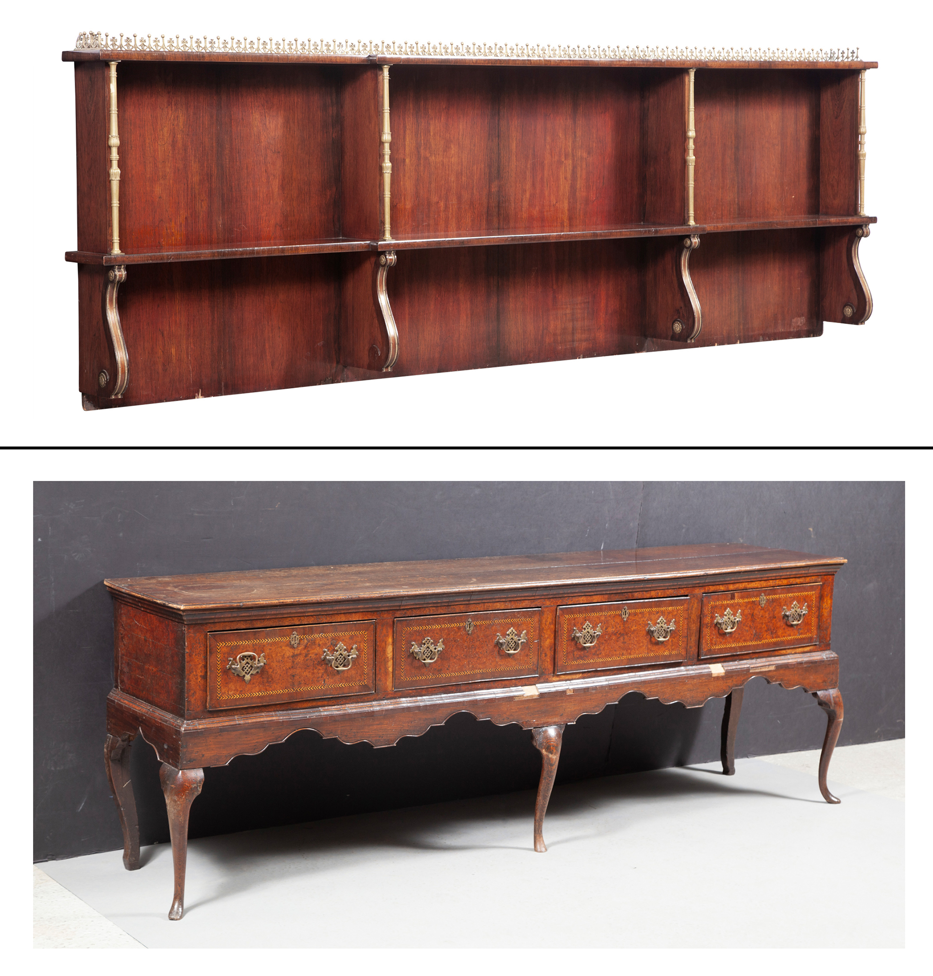 Lot image - Regency Style Gilt-Bronze Mounted Rosewood Hanging Shelf