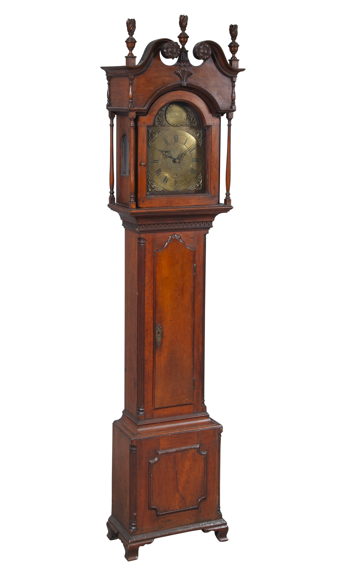 Lot image - Chippendale Carved Cherry Tall Case Clock