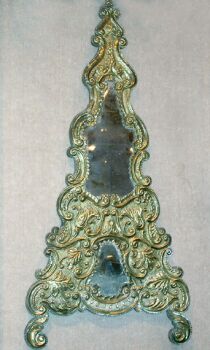 Lot image - Pair of Rococo Style Repousse Brass Mirrors