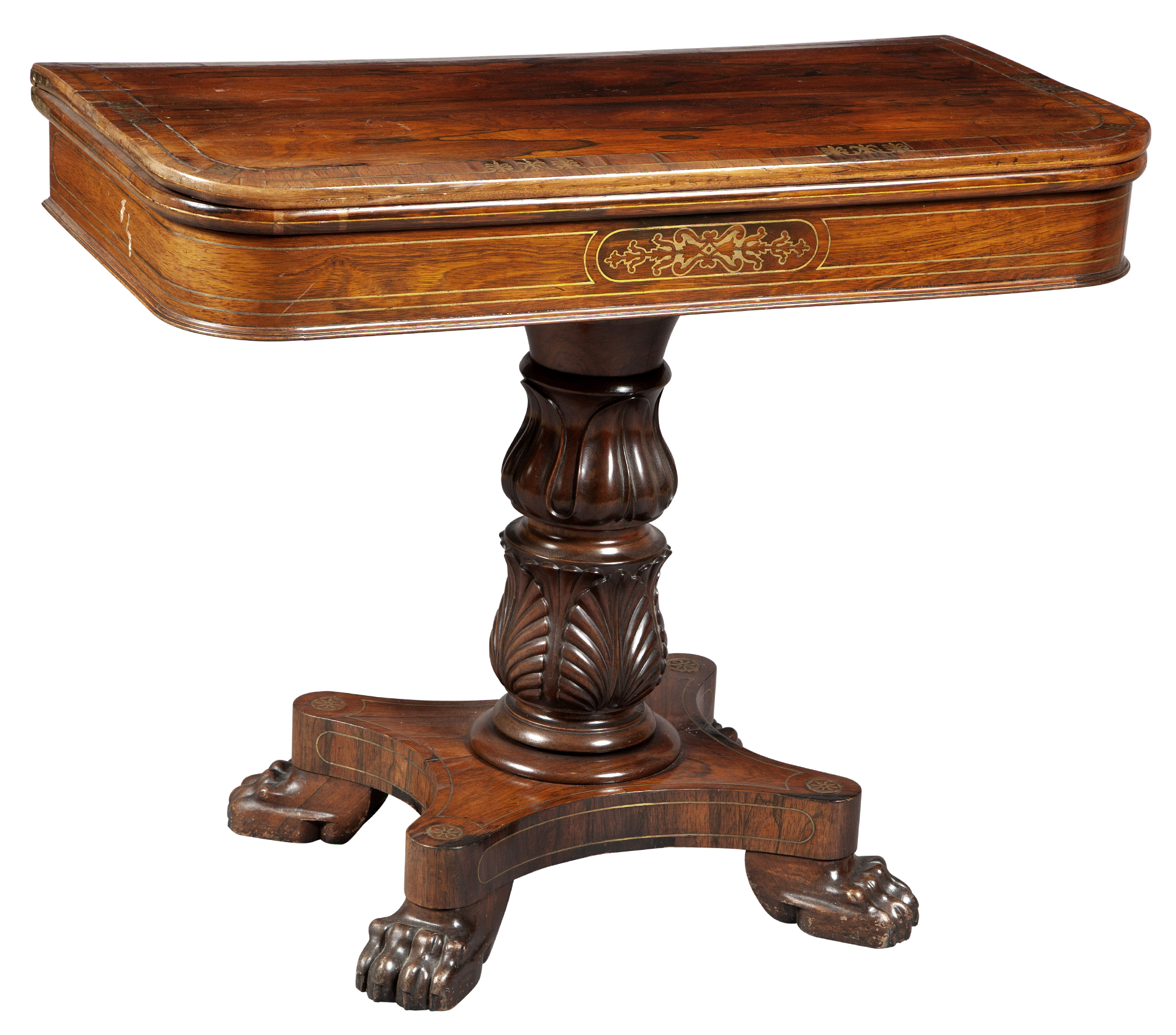 Lot image - Regency Brass Inlaid Rosewood Games Table