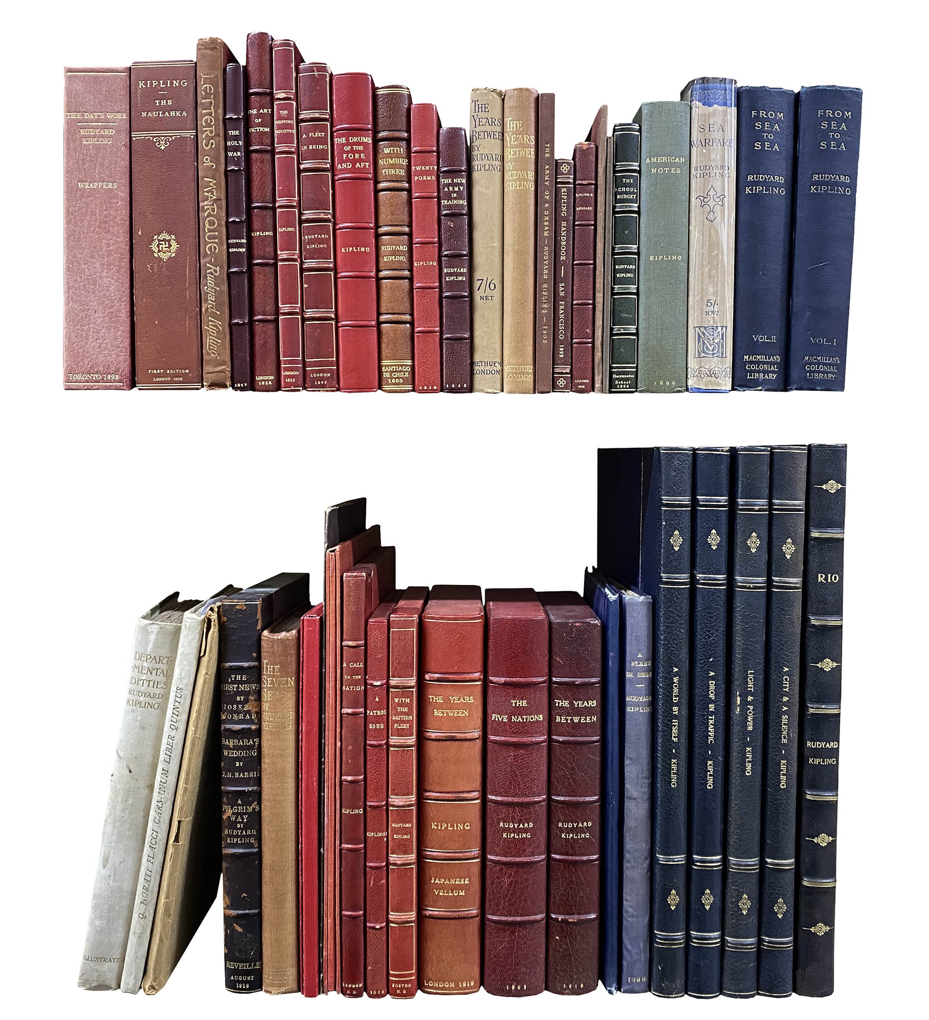 Lot image - KIPLING, RUDYARD  Group of approximately forty volumes by Kipling.