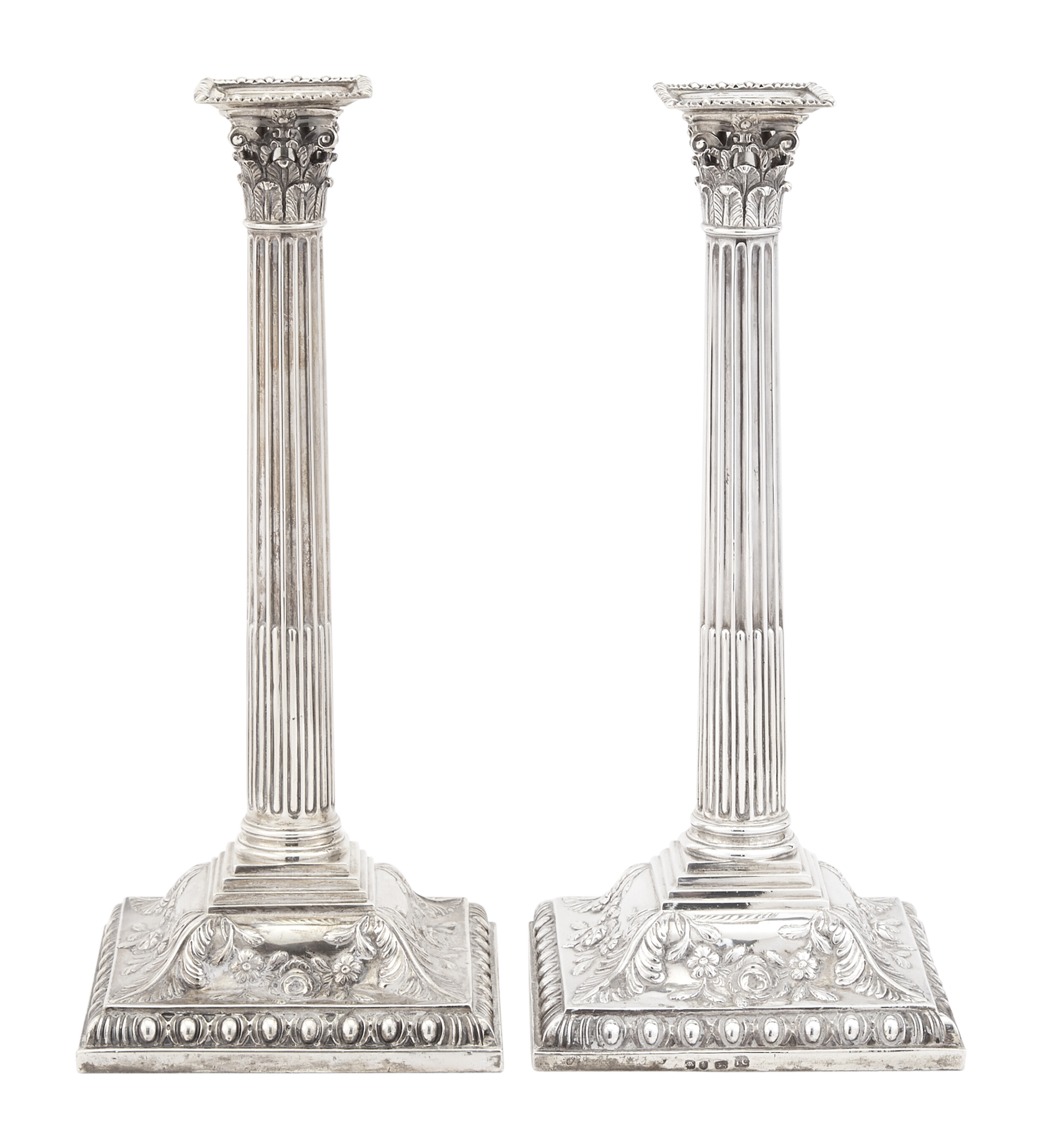 Lot image - Pair of George III Sterling Silver Candlesticks