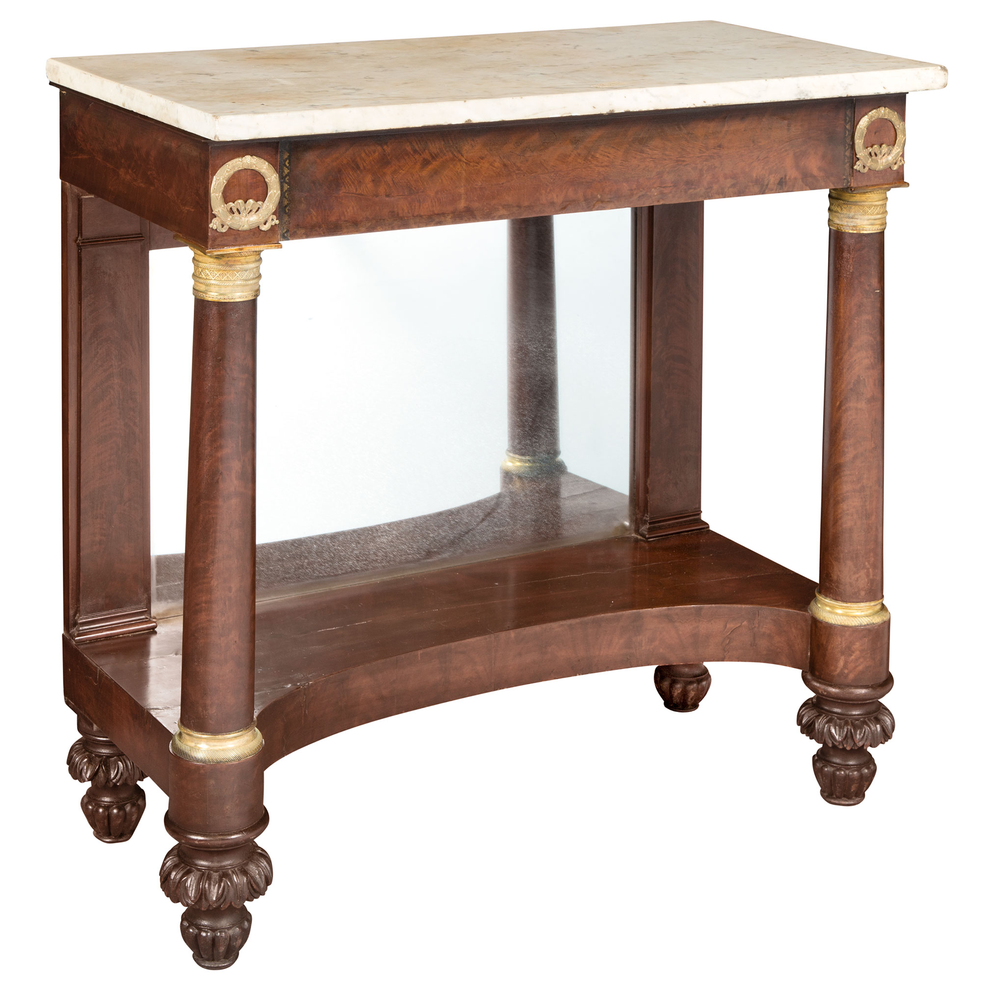 Lot image - Classical Mahogany Marble Top Pier Table