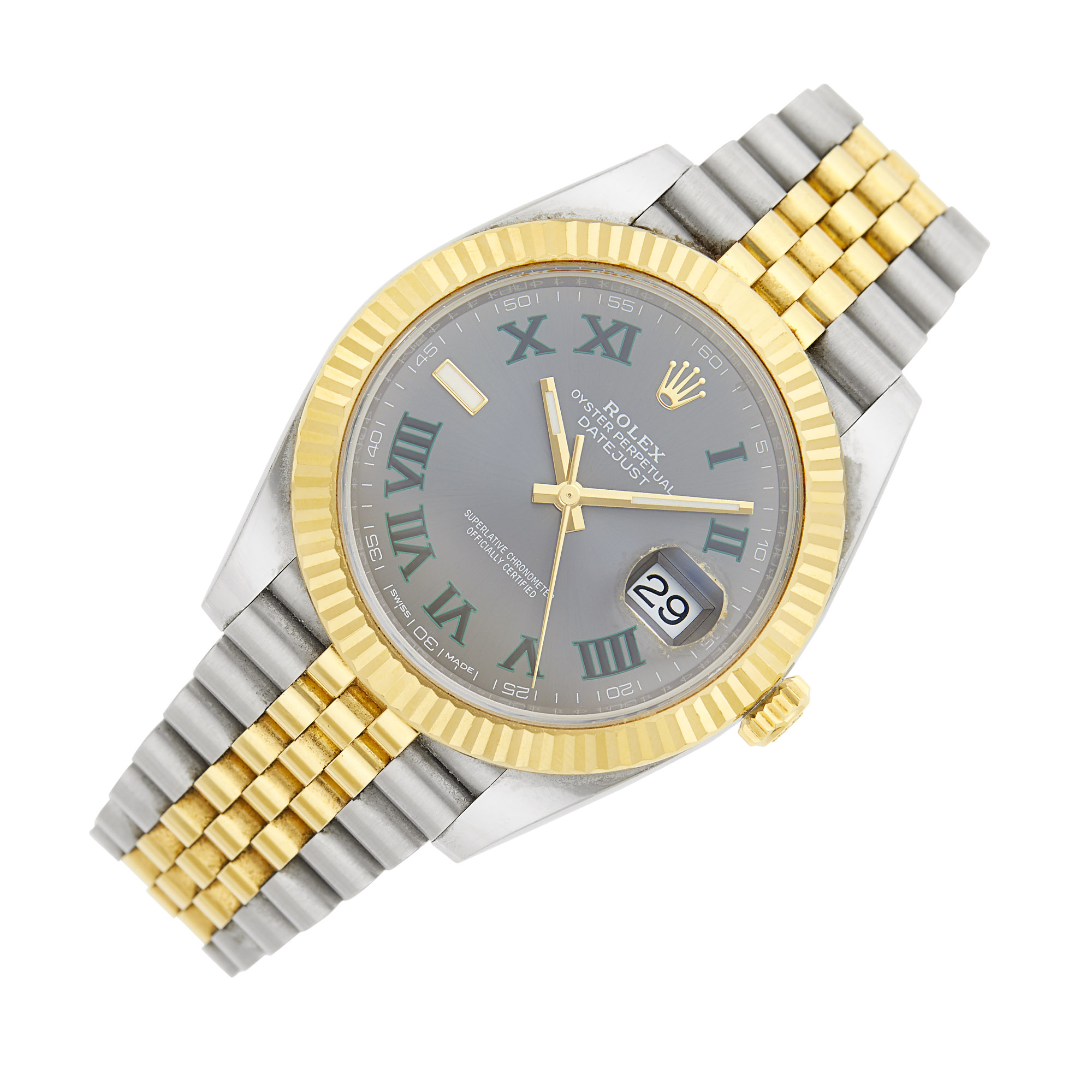 Lot image - Rolex Gentlemans Stainless Steel and Gold Oyster Perpetual Datejust Wristwatch