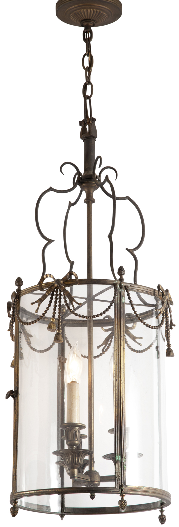 Lot image - Louis XVI Parcel Gilt Iron Hall Lantern