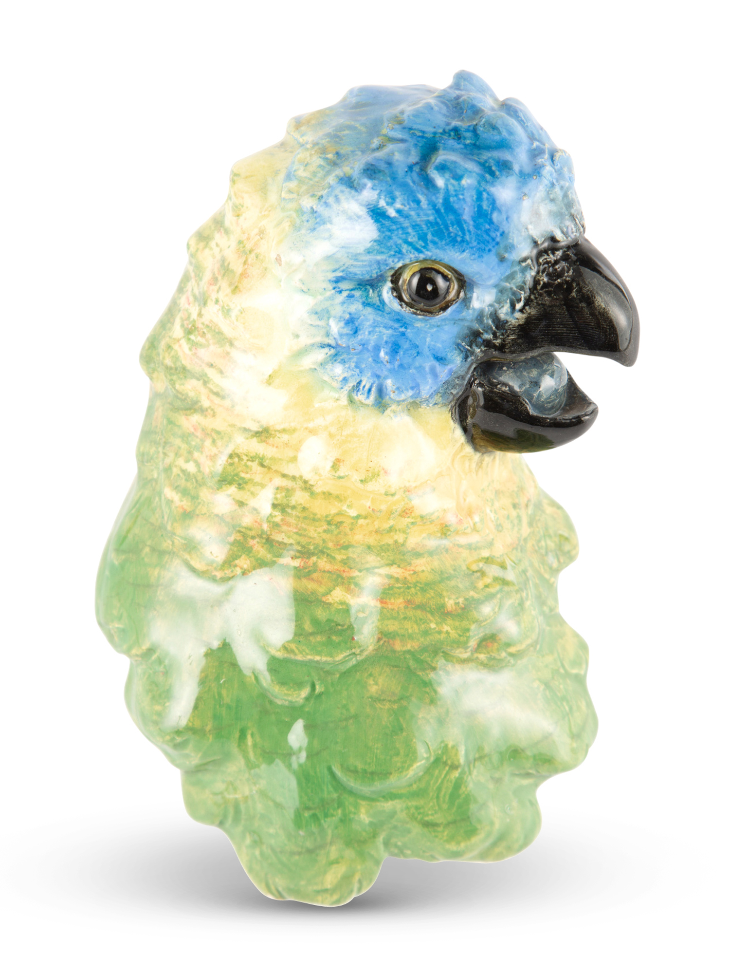 Lot image - French Barbotine Majolica Parrot Mask Wall-Pocket