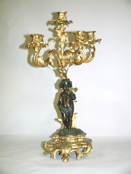 Lot image - Louis XV Style Gilt and Patinated-Bronze Five-Light Candelabrum
