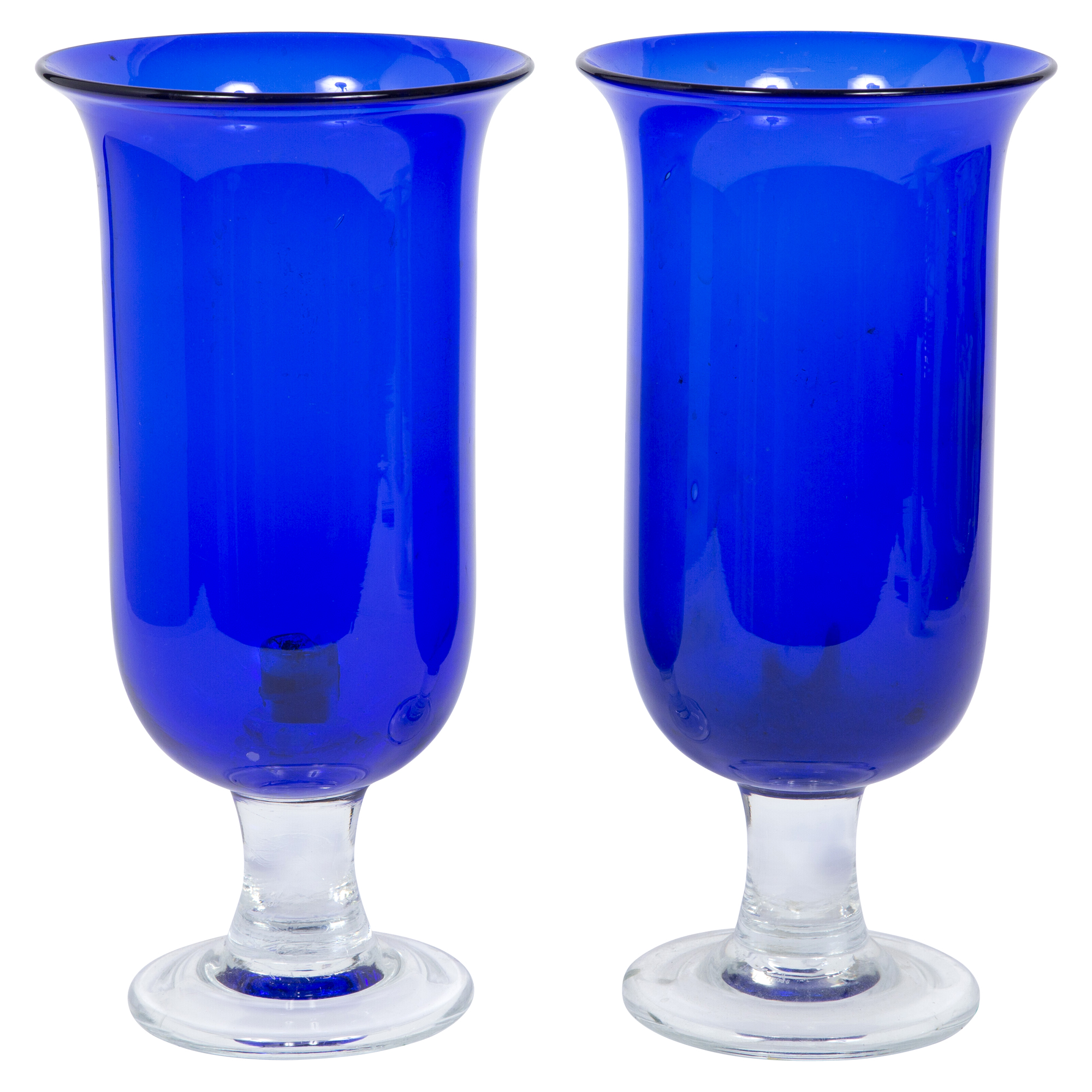 Lot image - Pair of Cobalt Blue Glass Photophores