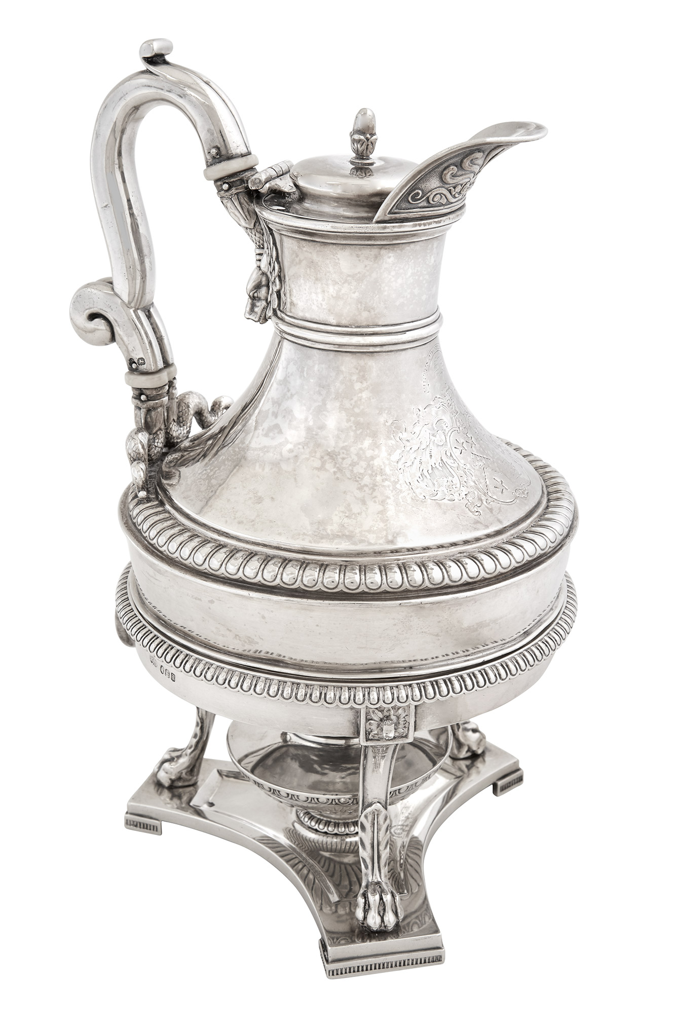 Lot image - George III Sterling Silver Coffee Pot on Stand