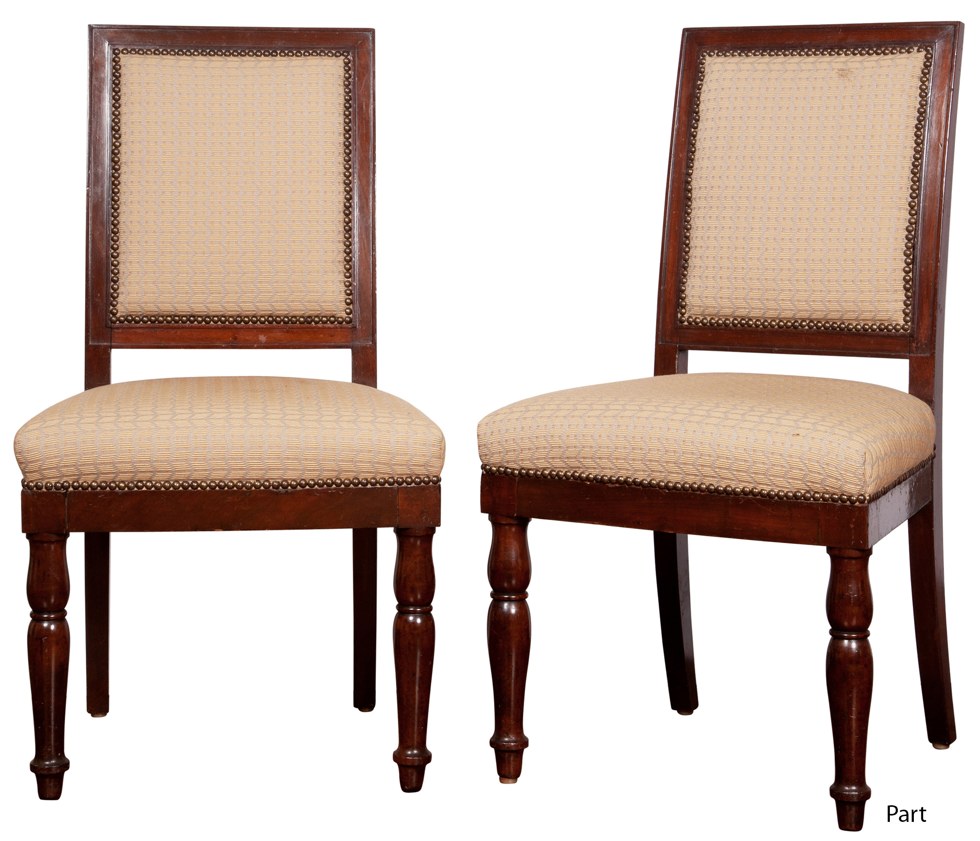 Lot image - Royal Interest: Set of Six Empire Upholstered Mahogany Side Chairs from the Chateau DEu