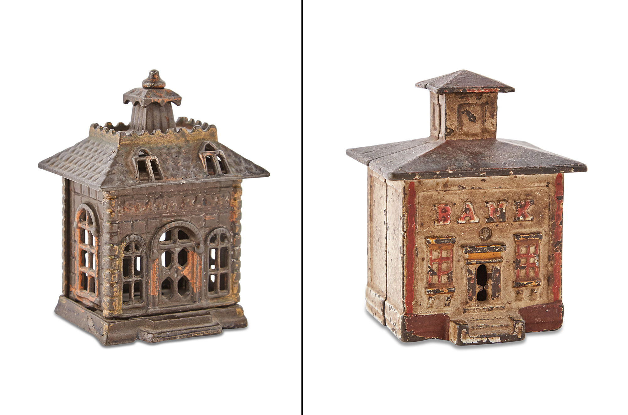 Lot image - Cast Iron Banks  Two cast iron banks