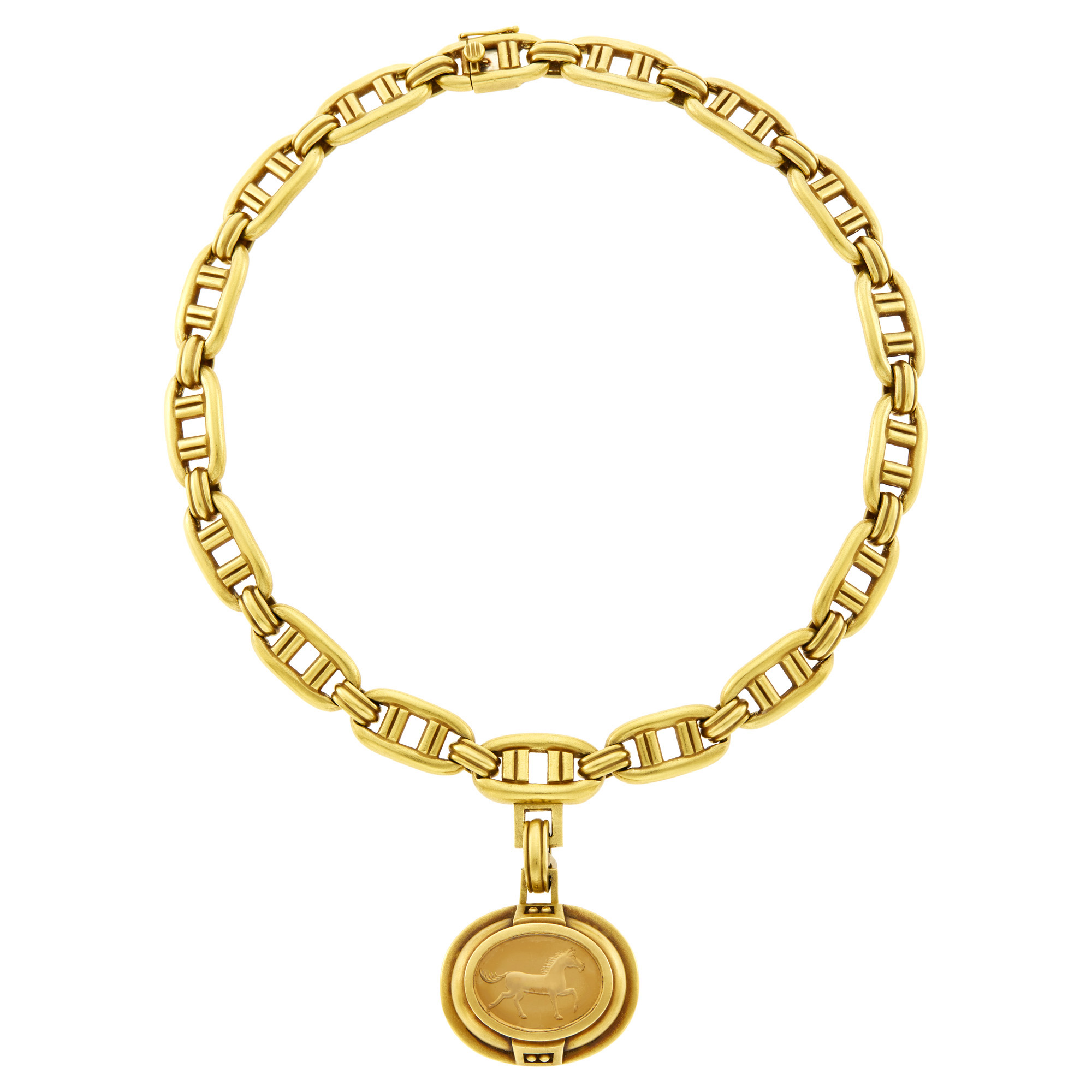 Lot image - Barry Kieselstein-Cord Gold and Crystal Pendant-Brooch Link Necklace