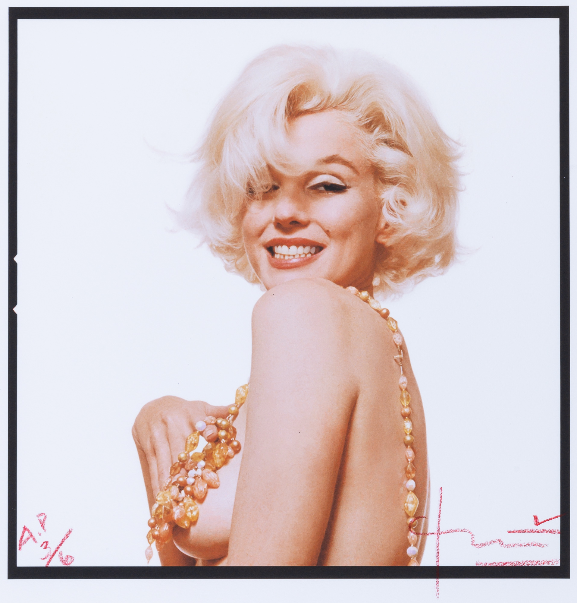 Lot image - STERN, BERT (1929-2013)  Marilyn Monroe with Necklace, from the Last Sitting for Vogue, 1962.