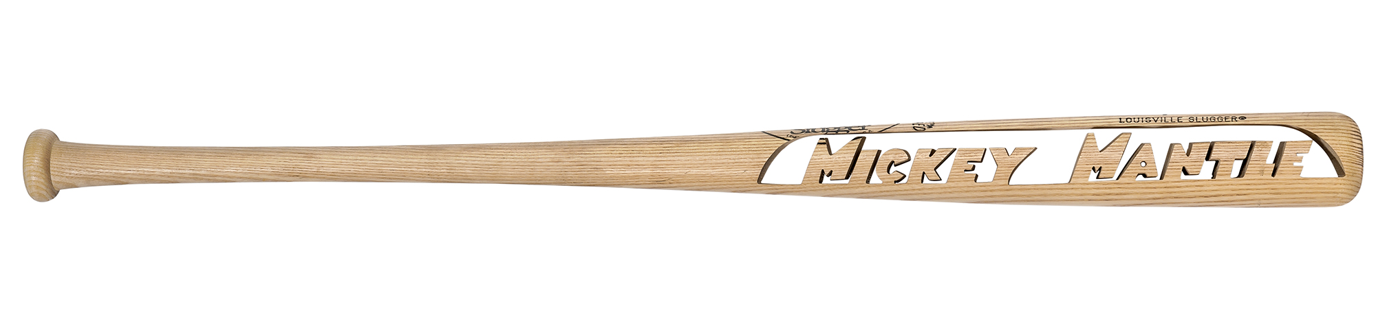 Lot image - Mickey Mantle Bat Carved with Mickey Mantle in Openwork Letters