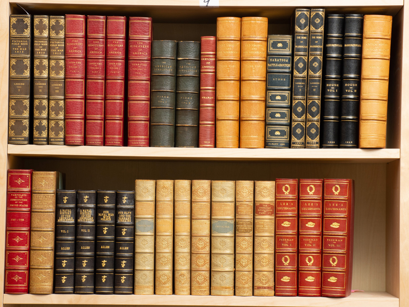 Lot image - [AMERICANA-ANTIQUARIAN]  A large group of finely bound works on early American subjects, many of revolutionary and antiquarian interest.